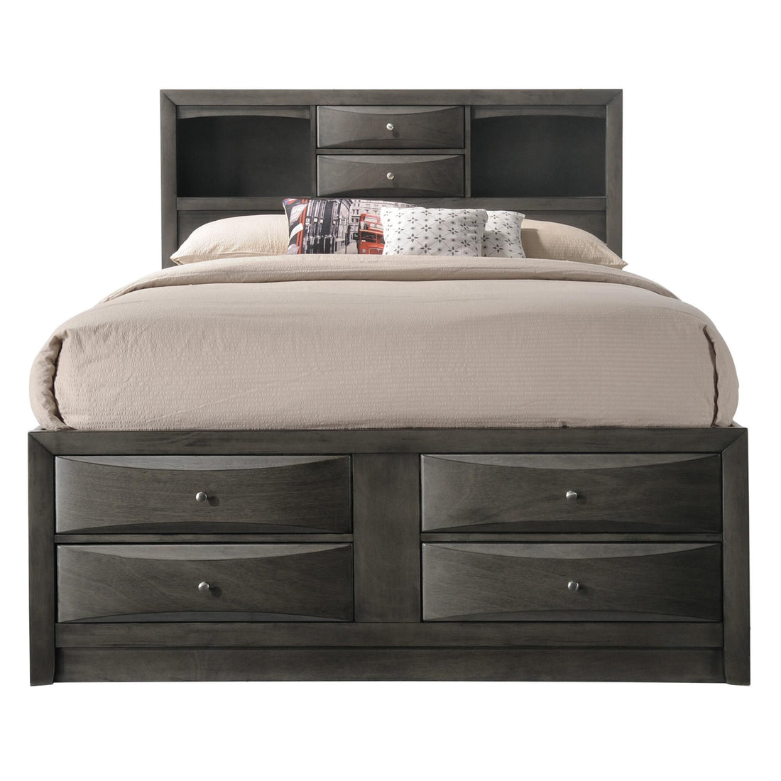  Size_Queen  -- Emily Bookcase Bed with Storage IMAGE 1