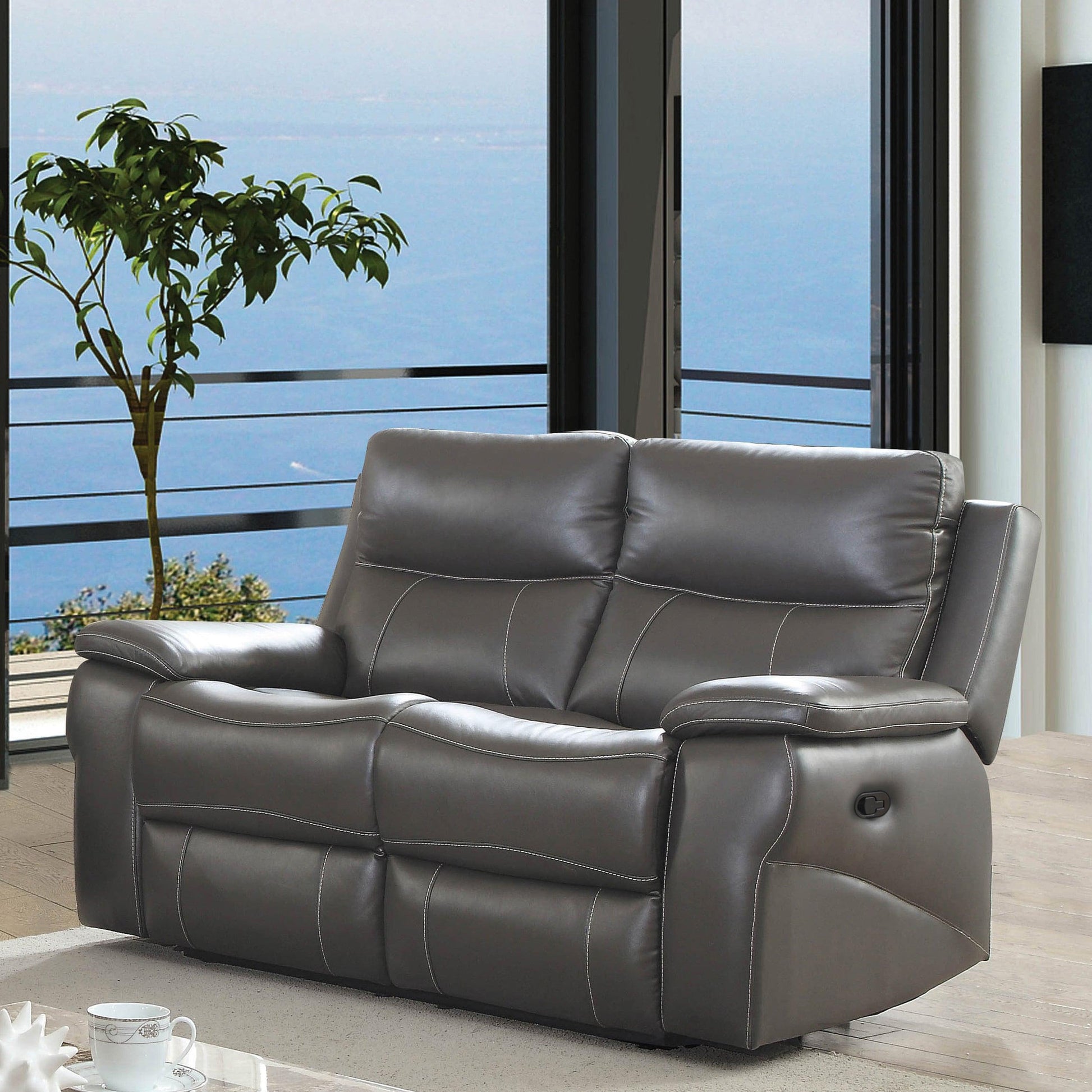  Furniture of America Lila Reclining Leather Match Loveseat CM6540-LV IMAGE 2