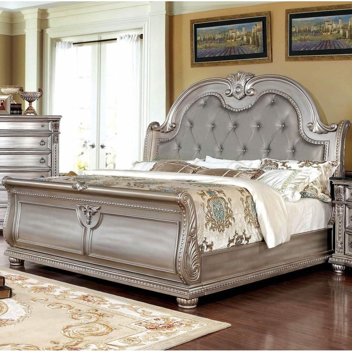  Color_Champagne  Size_California King  -- Fromberg CM7670CPN-CK-BED California King Sleigh Bed IMAGE 1