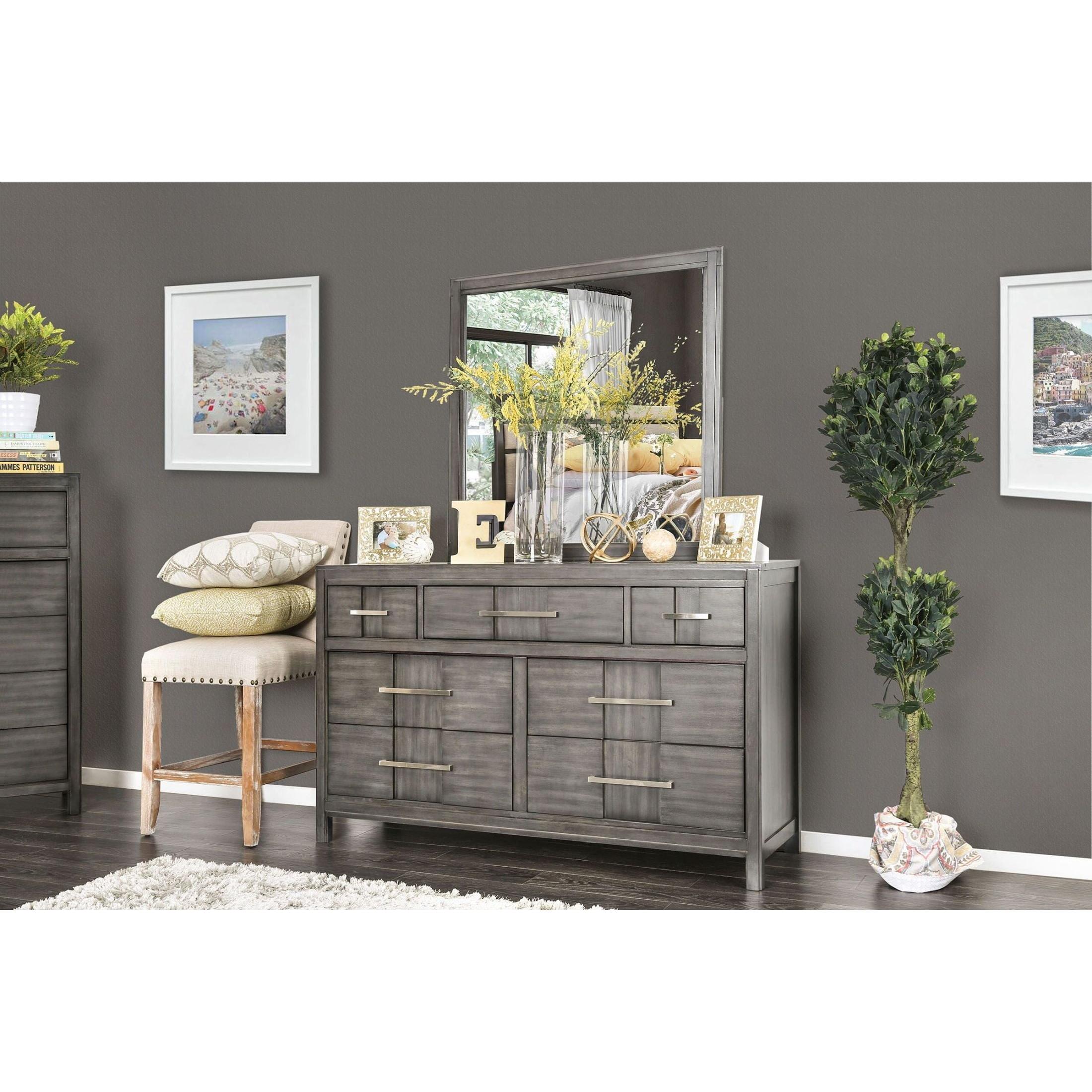  Furniture of America Berenice Dresser Mirror CM7580GY-M IMAGE 4