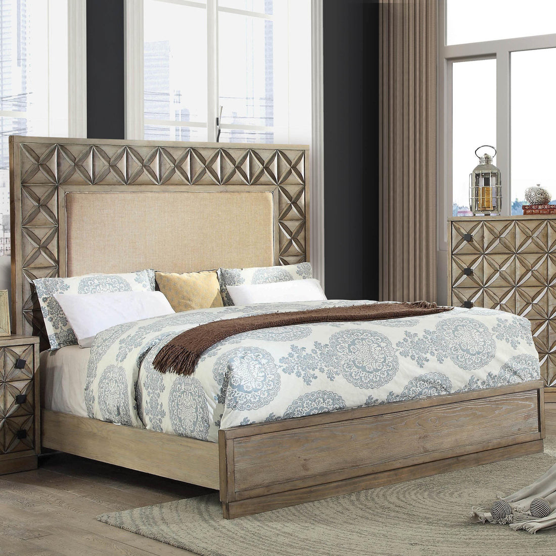  Size_King  -- Markos King Upholstered Panel Bed IMAGE 1