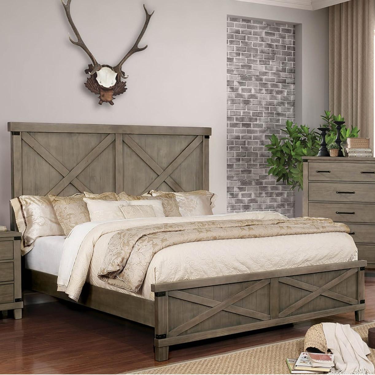  Color_Grey  Size_King  -- Furniture of America Bianca Panel Bed IMAGE 1
