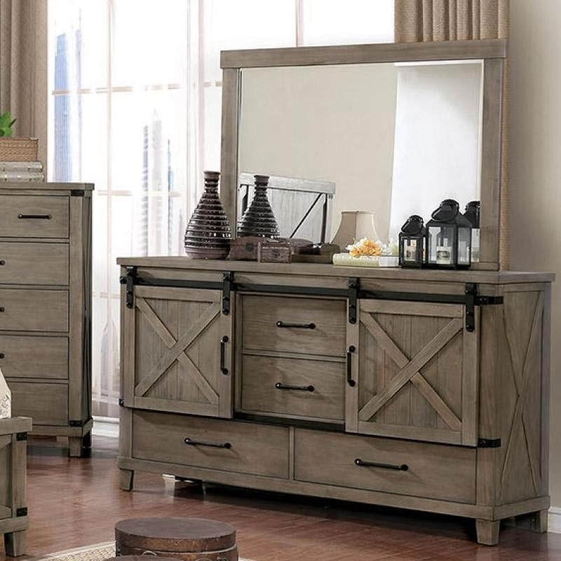  Furniture of America Bianca Dresser Mirror CM7734GY-M IMAGE 3