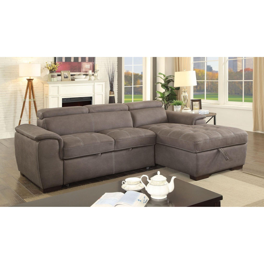  Furniture of America Patty Fabric Sleeper Sectional CM6514BR-SECT IMAGE 1