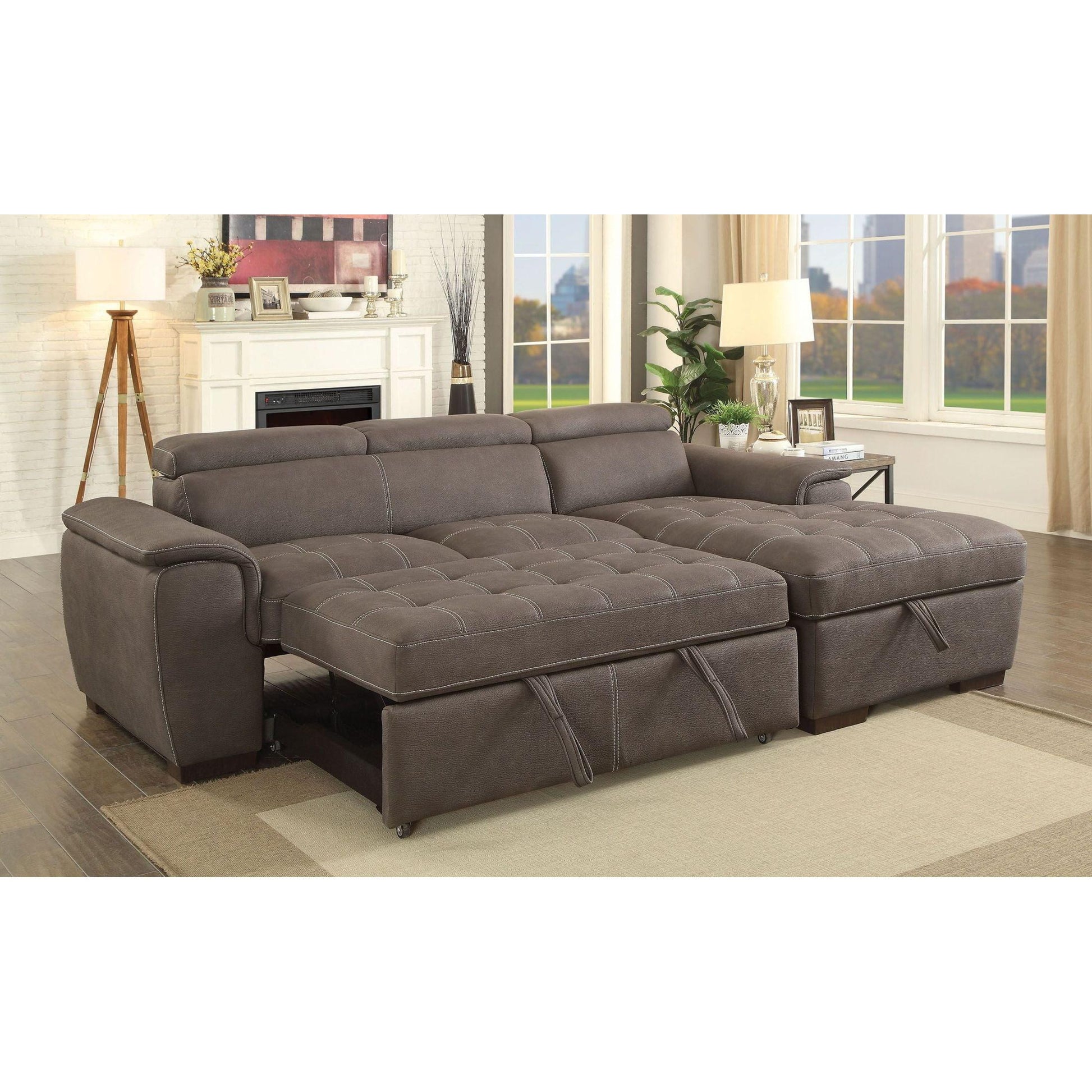  Furniture of America Patty Fabric Sleeper Sectional CM6514BR-SECT IMAGE 4