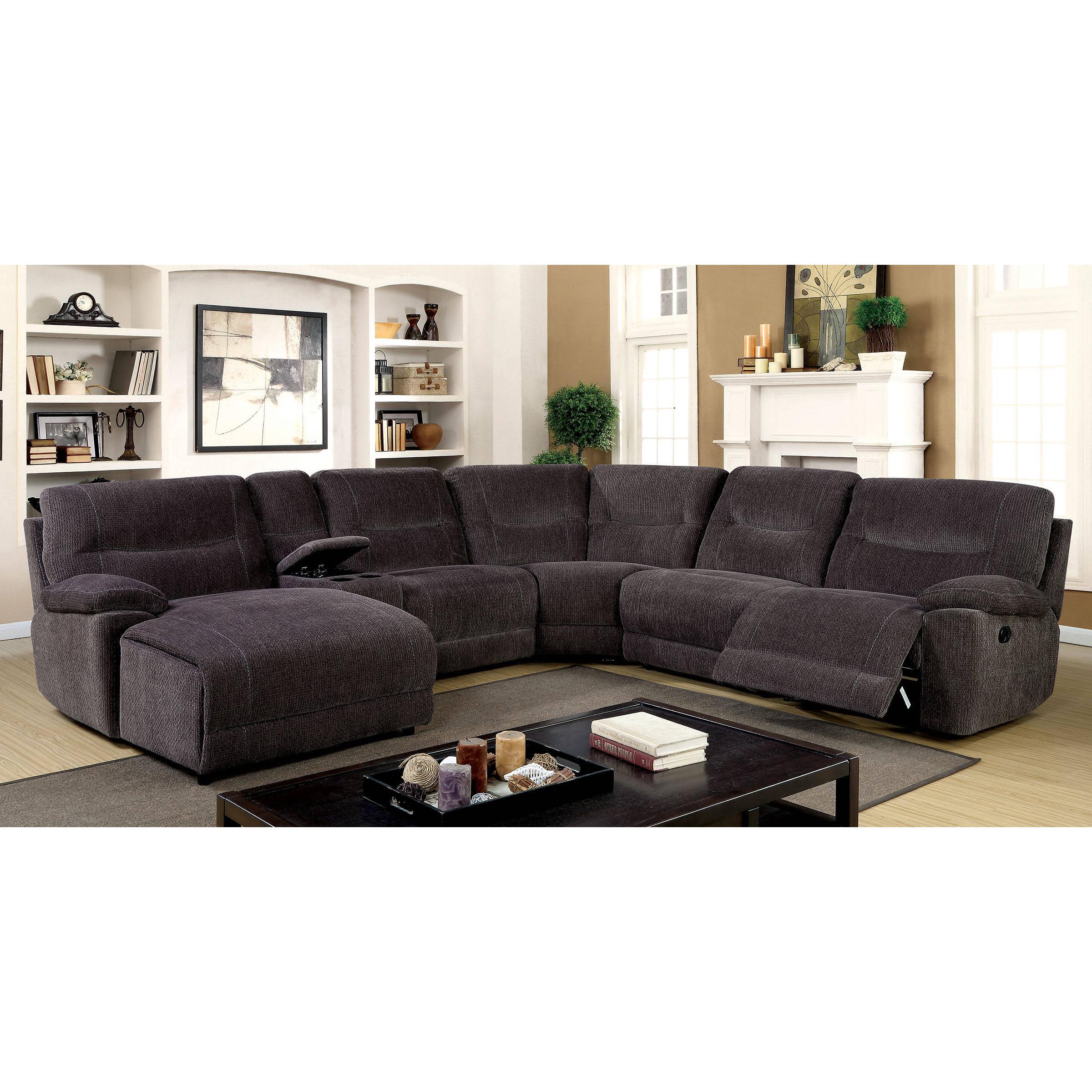  Furniture of America Zuben Reclining Fabric 4 pc Sectional CM6853-SECTIONAL IMAGE 1