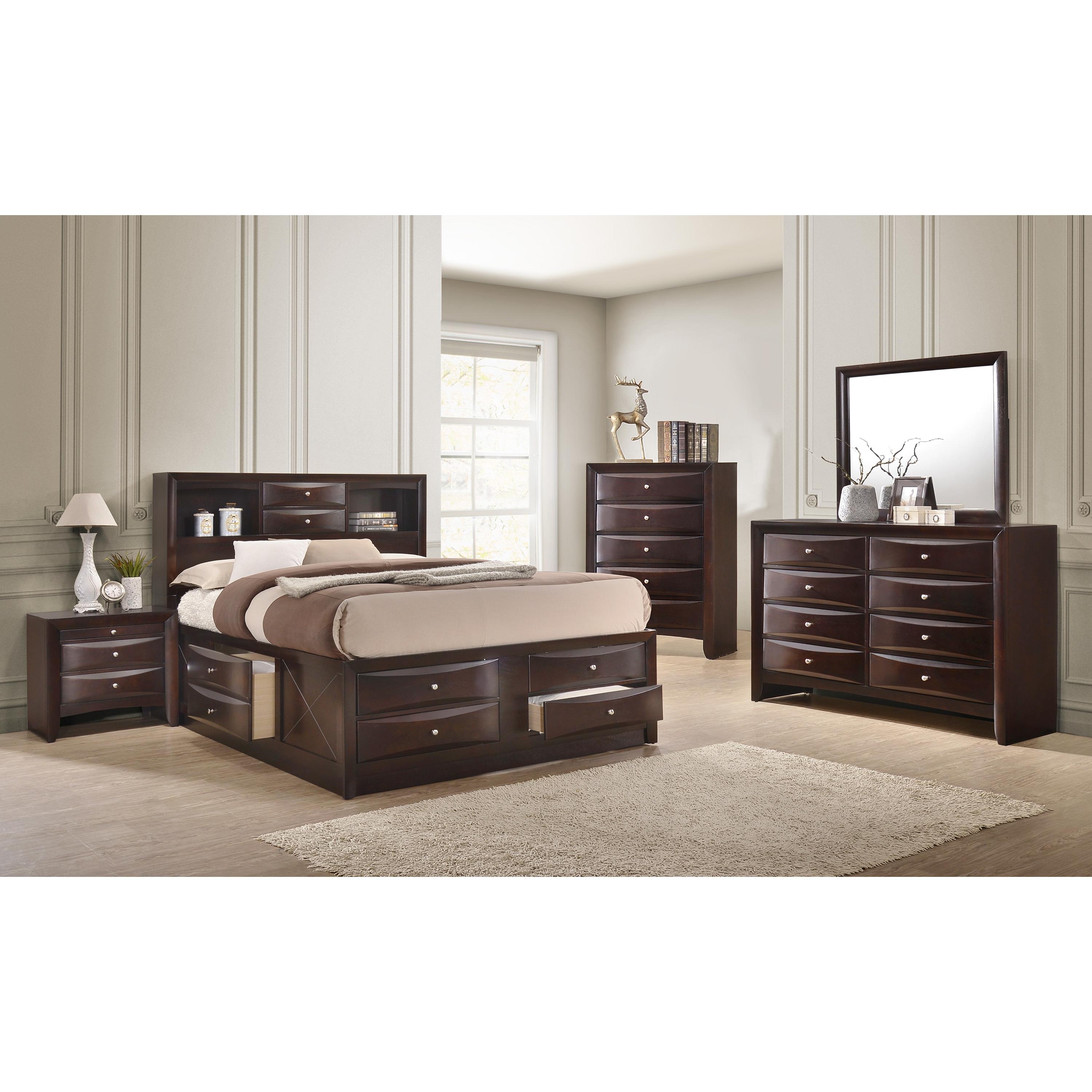  Size_Queen  -- Emily B4265-Q Queen Bookcase Bed with Storage IMAGE 2