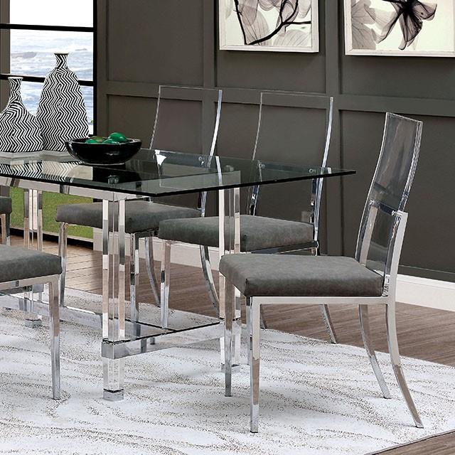  Furniture of America Casper Dining Table with Glass Top and Trestle Base CM3654T-TABLE IMAGE 1