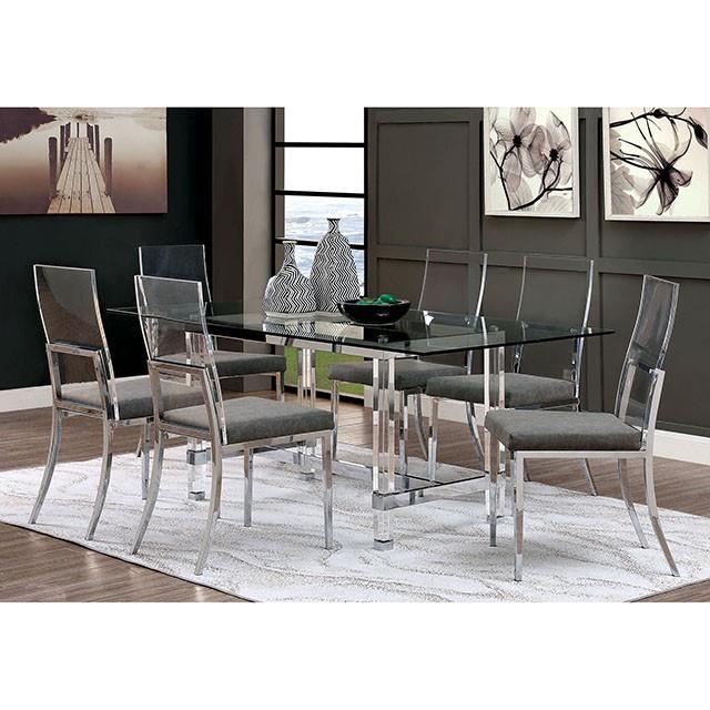  Furniture of America Casper Dining Table with Glass Top and Trestle Base CM3654T-TABLE IMAGE 1