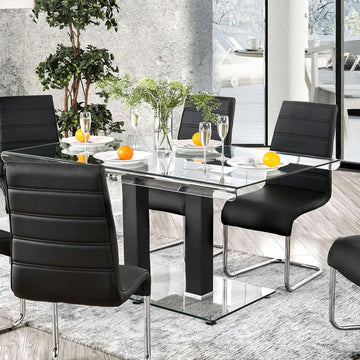  Furniture of America Richfield Dining Table with Glass Top and Pedestal Base CM3362BK-T-TABLE IMAGE 1