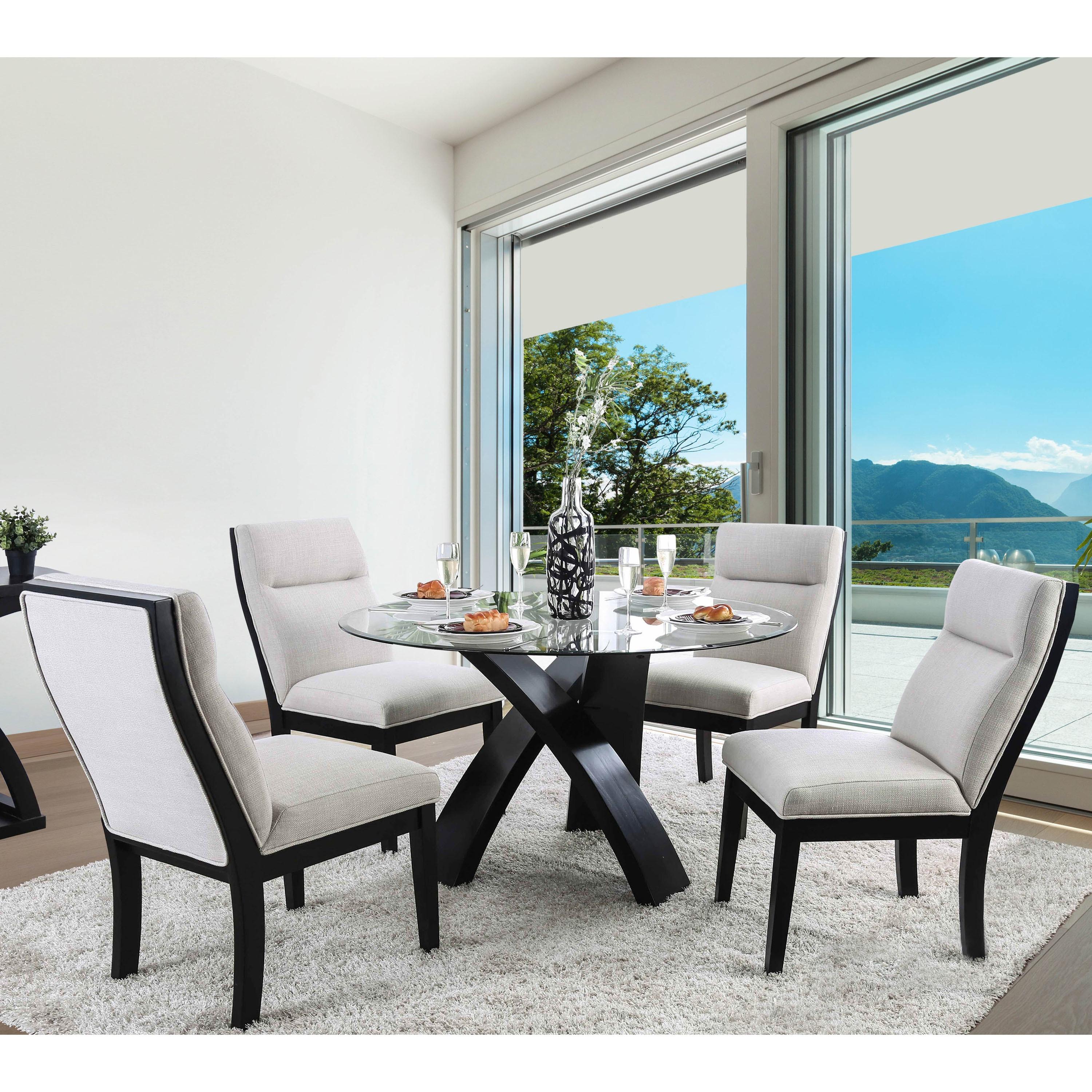  Furniture of America Round Jasmin Dining Table with Glass Top CM3393RT-TABLE IMAGE 6