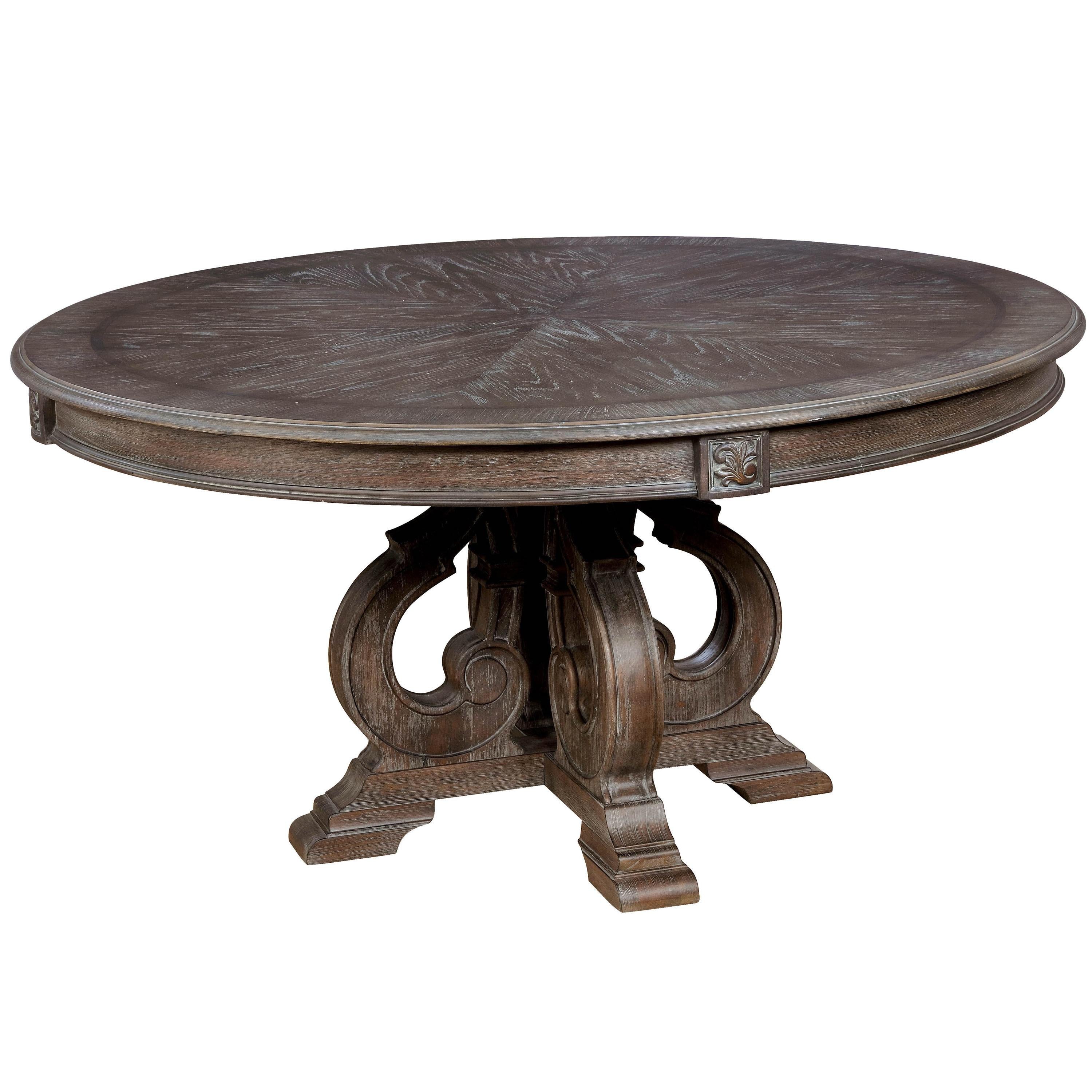 Furniture of America Round Arcadia Dining Table with Pedestal Base CM3150RT IMAGE 1