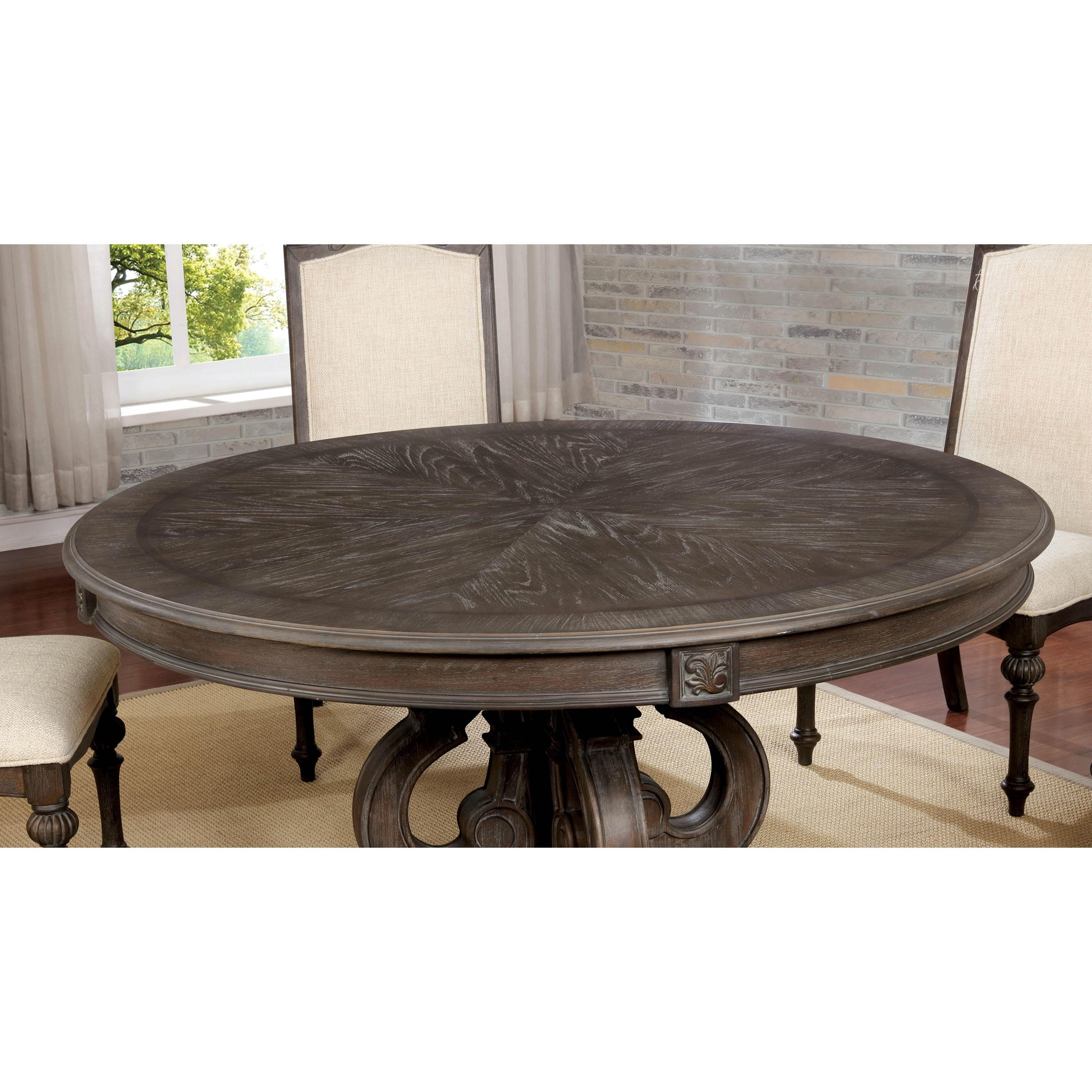  Furniture of America Round Arcadia Dining Table with Pedestal Base CM3150RT IMAGE 3