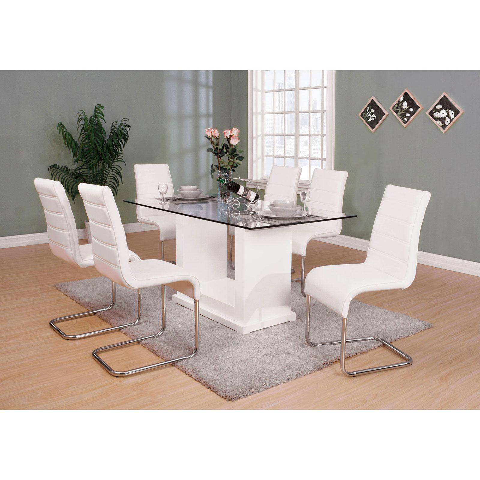  Furniture of America Eva Dining Table with Glass Top and Pedestal Base CM3917T-TABLE IMAGE 3