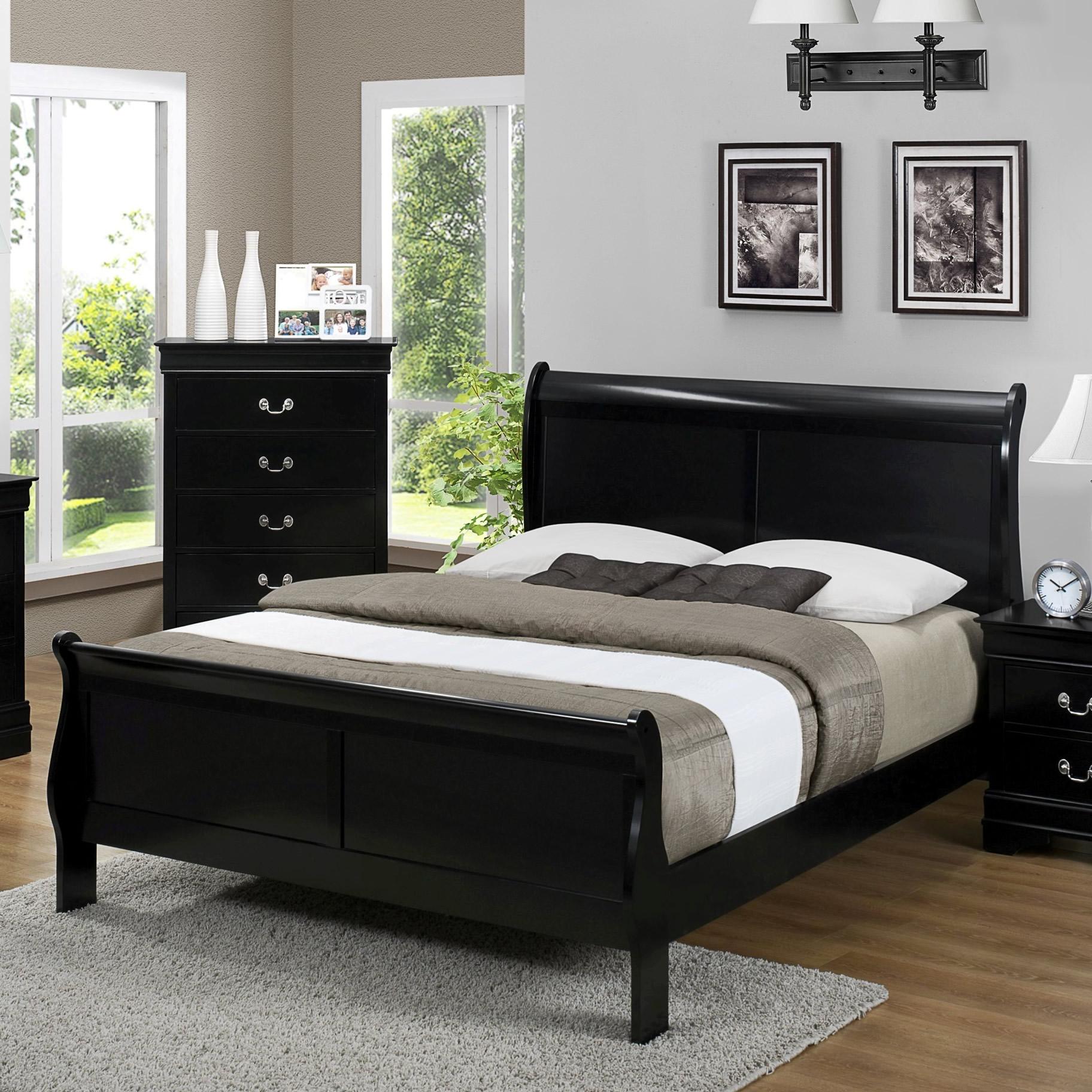  Size_Queen  -- Crown Mark Louis Philip Sleigh Bed IMAGE 1
