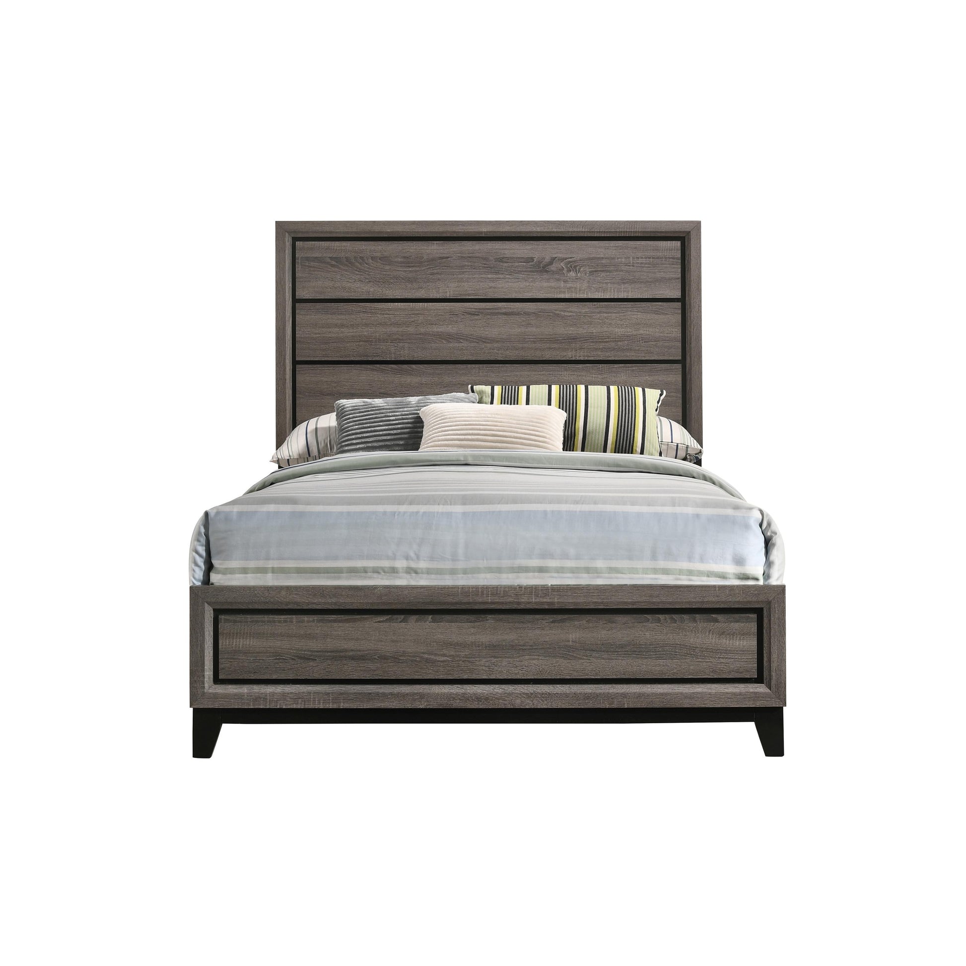  Size_Queen  -- Watson 212421Q Wood Queen Panel Bed - Grey Oak IMAGE 2