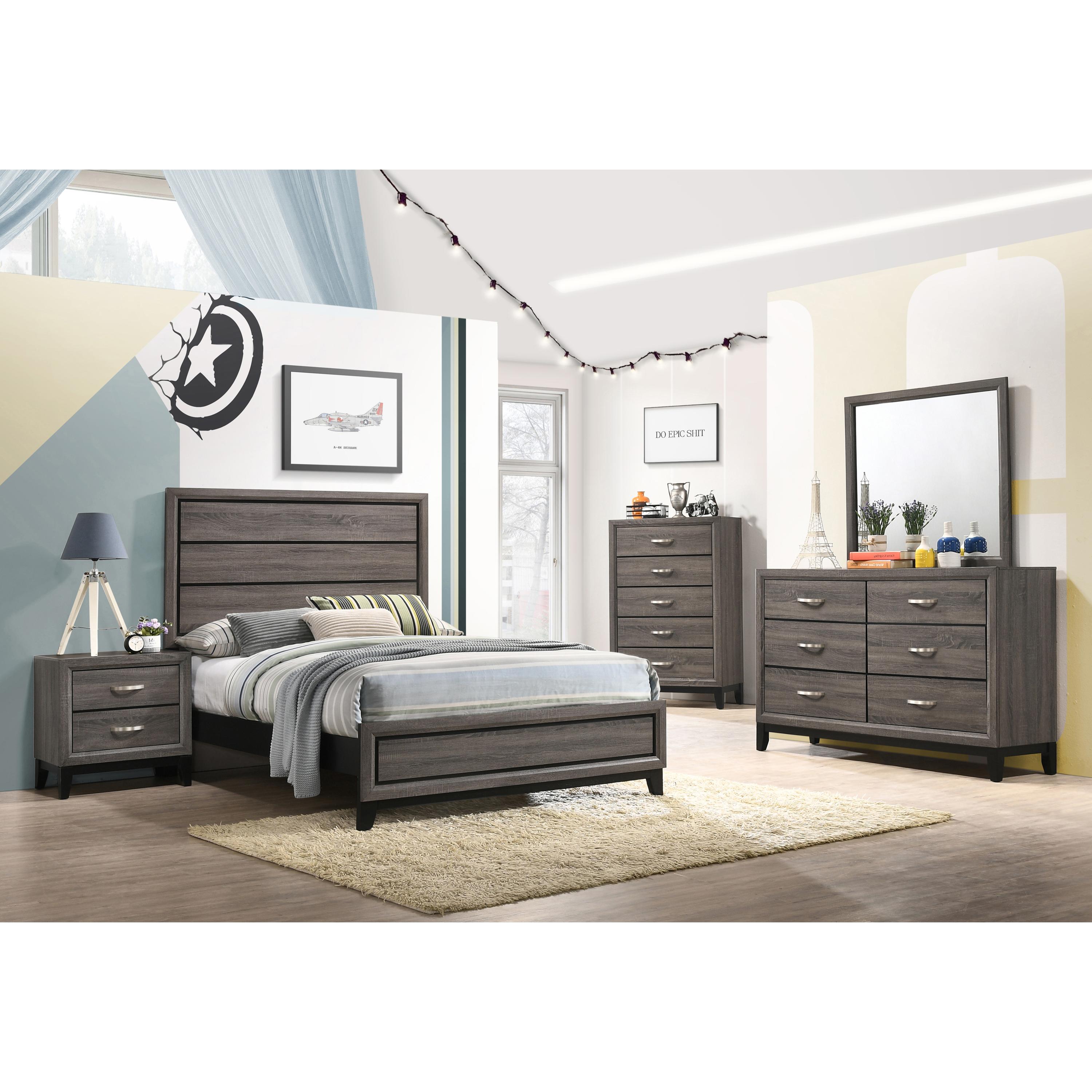  Size_Queen  --  Watson 212421Q Wood Queen Panel Bed - Grey Oak IMAGE 7