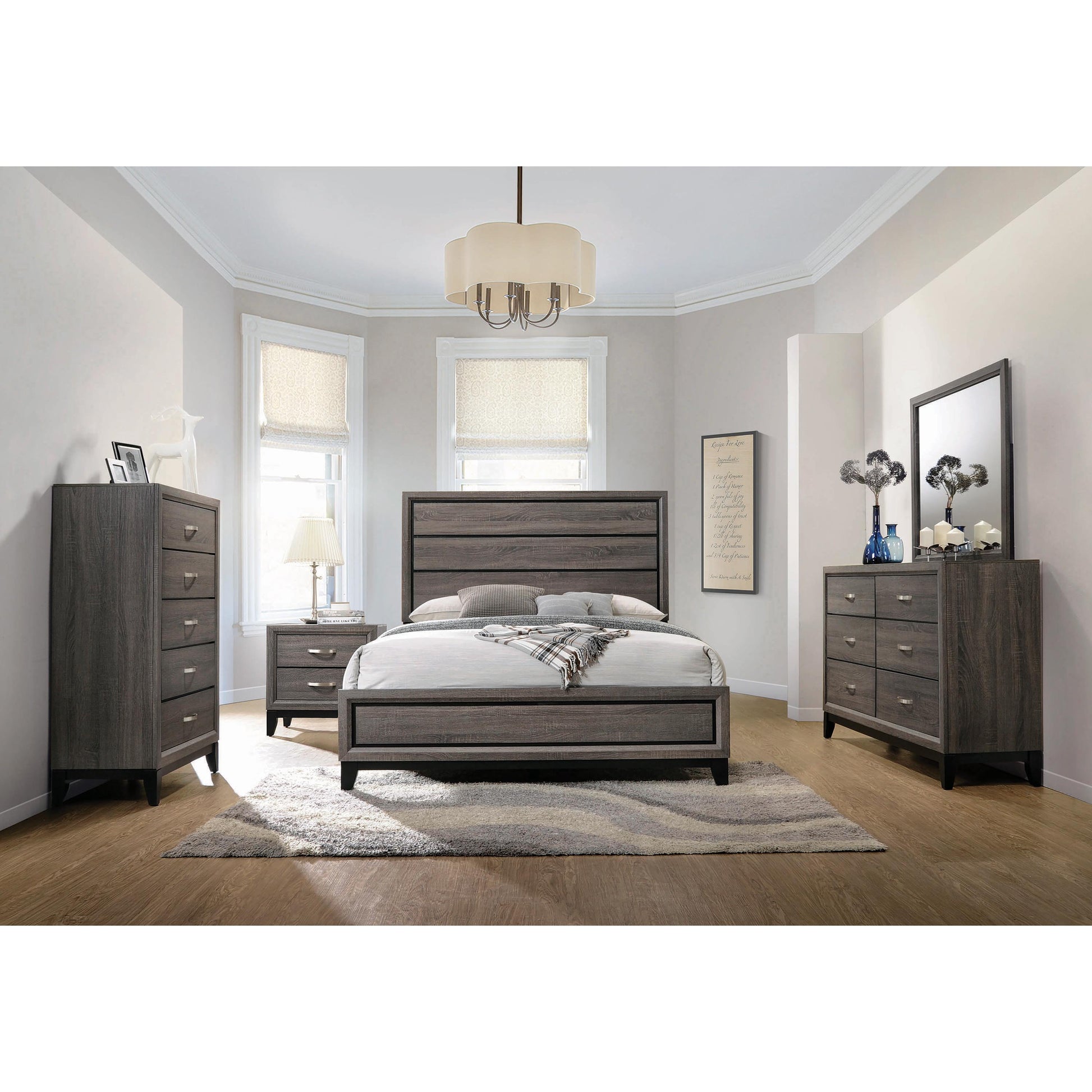  Size_Queen  -- Watson 212421Q Wood Queen Panel Bed - Grey Oak IMAGE 8