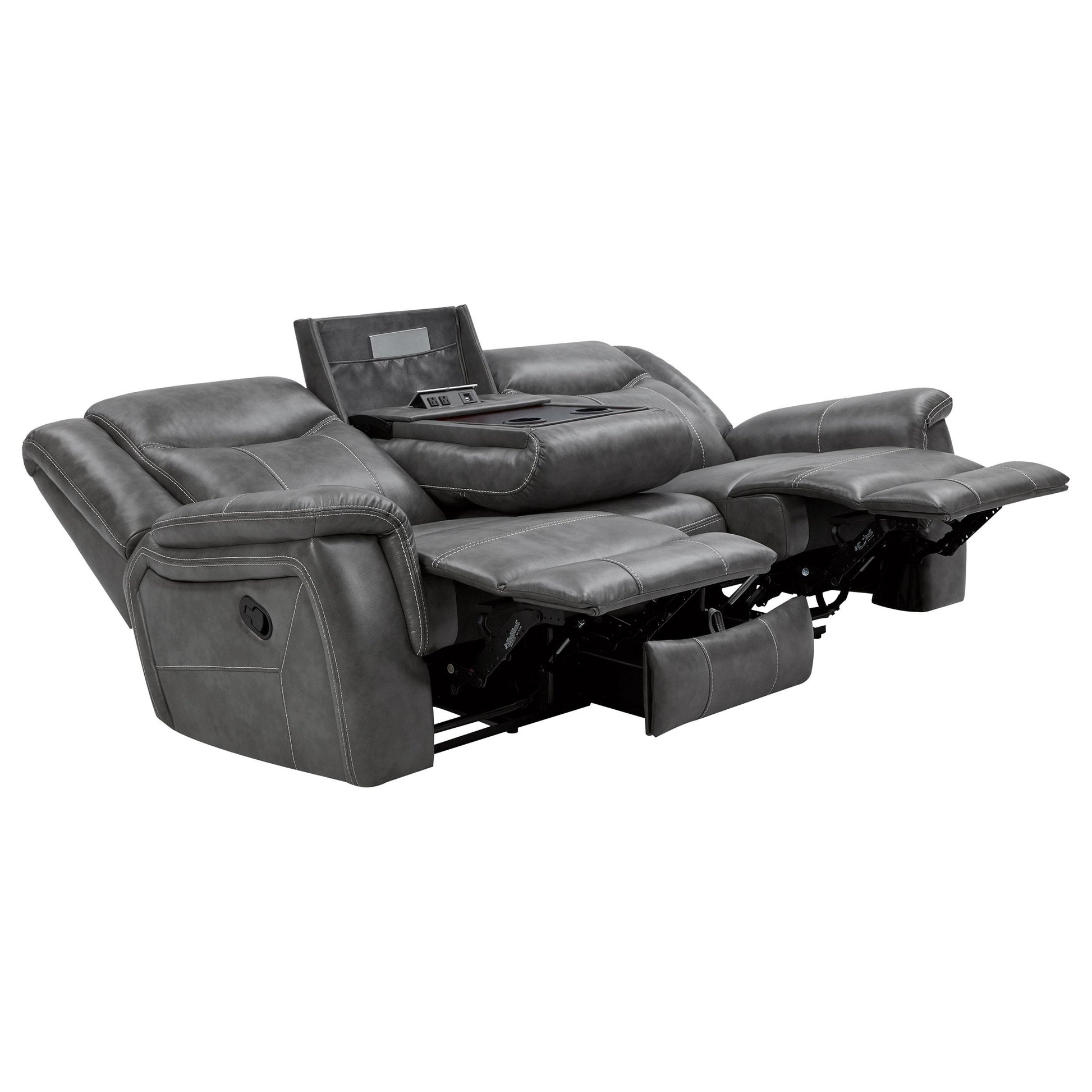  Coaster Furniture Conrad 650354 Upholstered Padded Arm Motion Sofa - Grey IMAGE 2