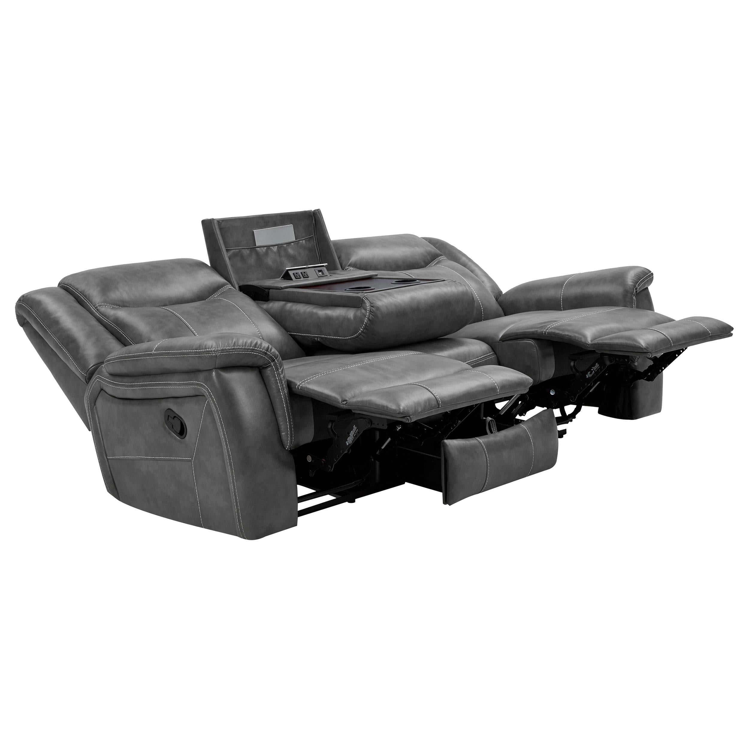  Coaster Furniture Conrad 650354 Upholstered Padded Arm Motion Sofa - Grey IMAGE 2