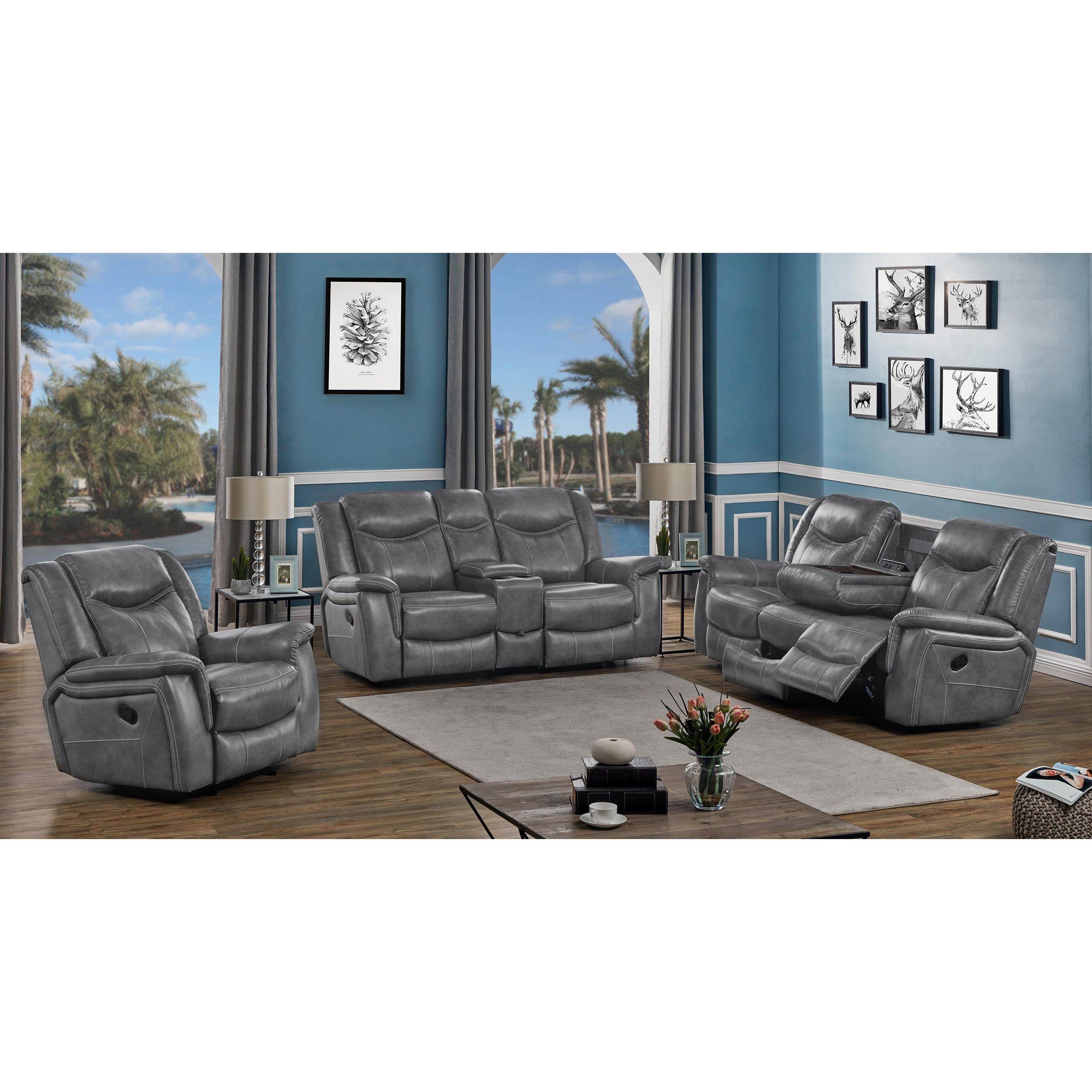  Coaster Furniture Conrad 650354 Upholstered Padded Arm Motion Sofa - Grey IMAGE 7