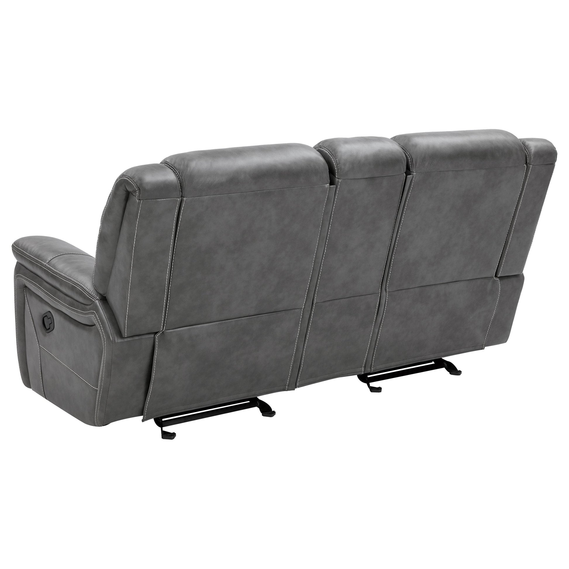  Coaster Furniture Conrad 650355 Upholstered Padded Arm Glider Loveseat - Grey IMAGE 6