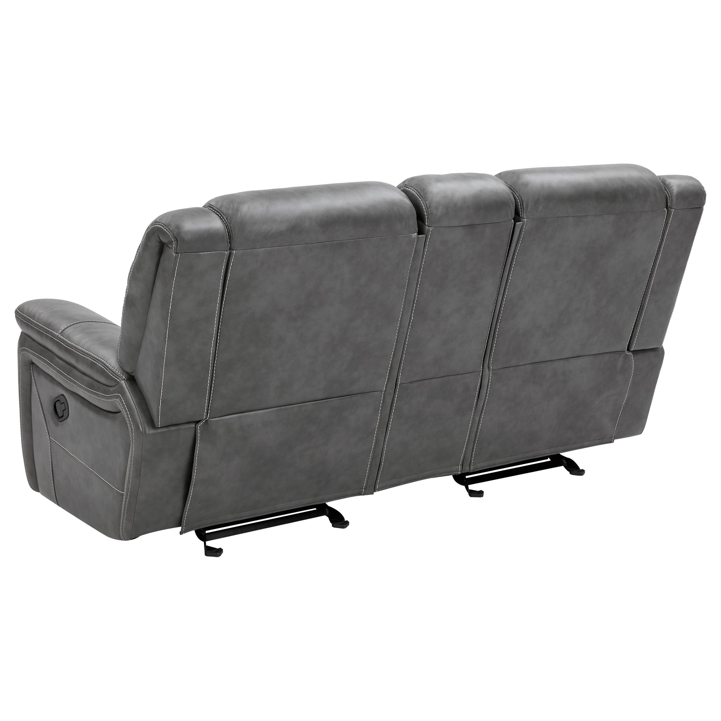  Coaster Furniture Conrad 650355 Upholstered Padded Arm Glider Loveseat - Grey IMAGE 6