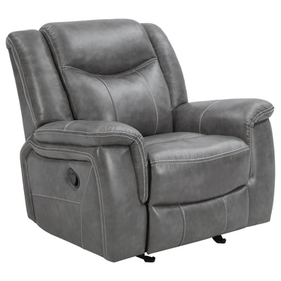  Coaster Furniture Conrad 650356 Upholstered Padded Arm Glider Recliner - Grey IMAGE 1