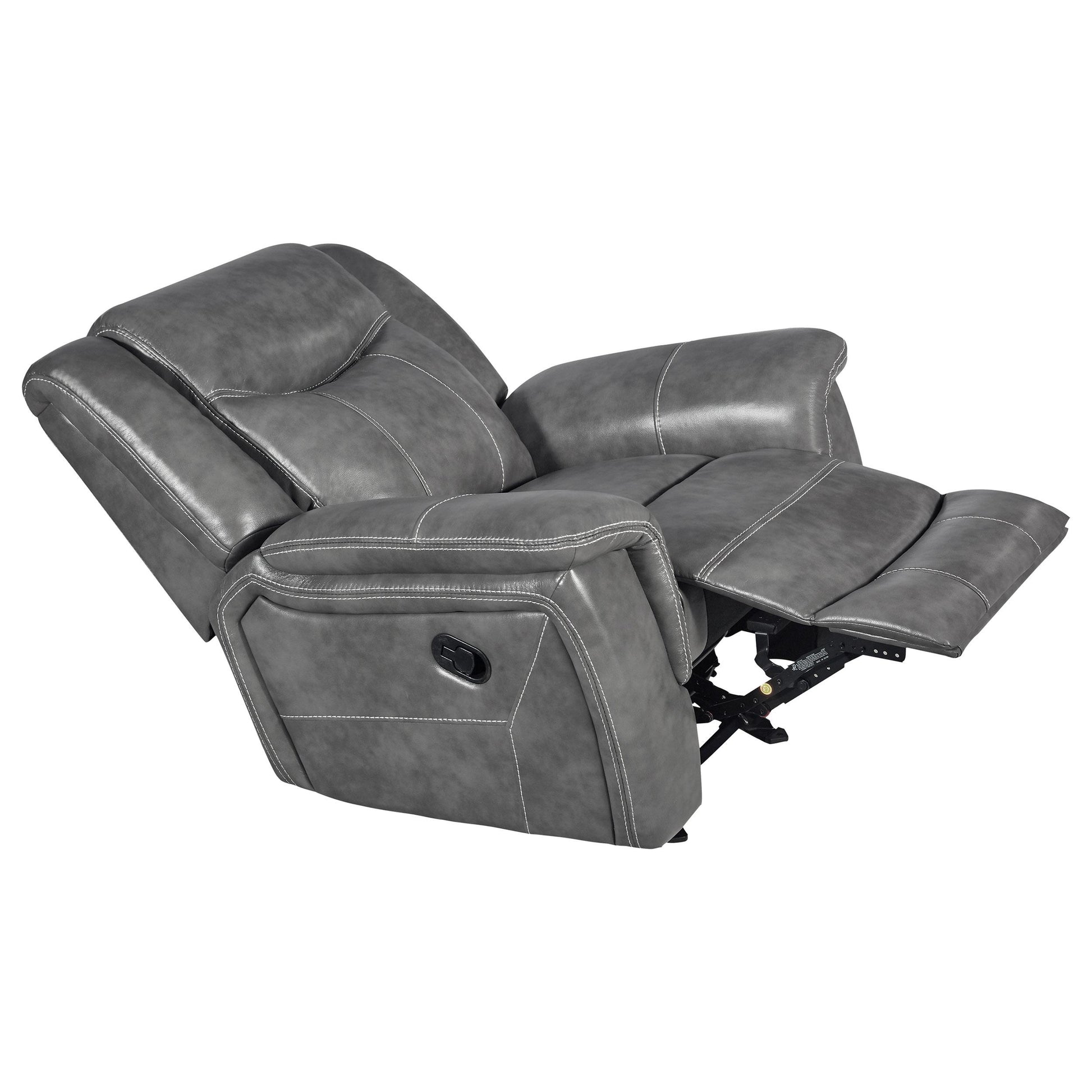  Coaster Furniture Conrad 650356 Upholstered Padded Arm Glider Recliner - Grey IMAGE 3