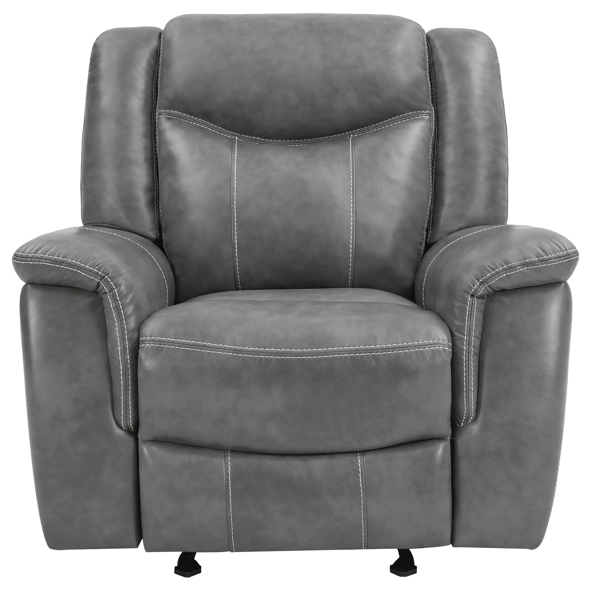  Coaster Furniture Conrad 650356 Upholstered Padded Arm Glider Recliner - Grey IMAGE 5