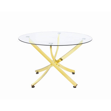  Coaster Furniture Beckham 108441 Round 46-inch Glass Top Dining Table - Brass IMAGE 1