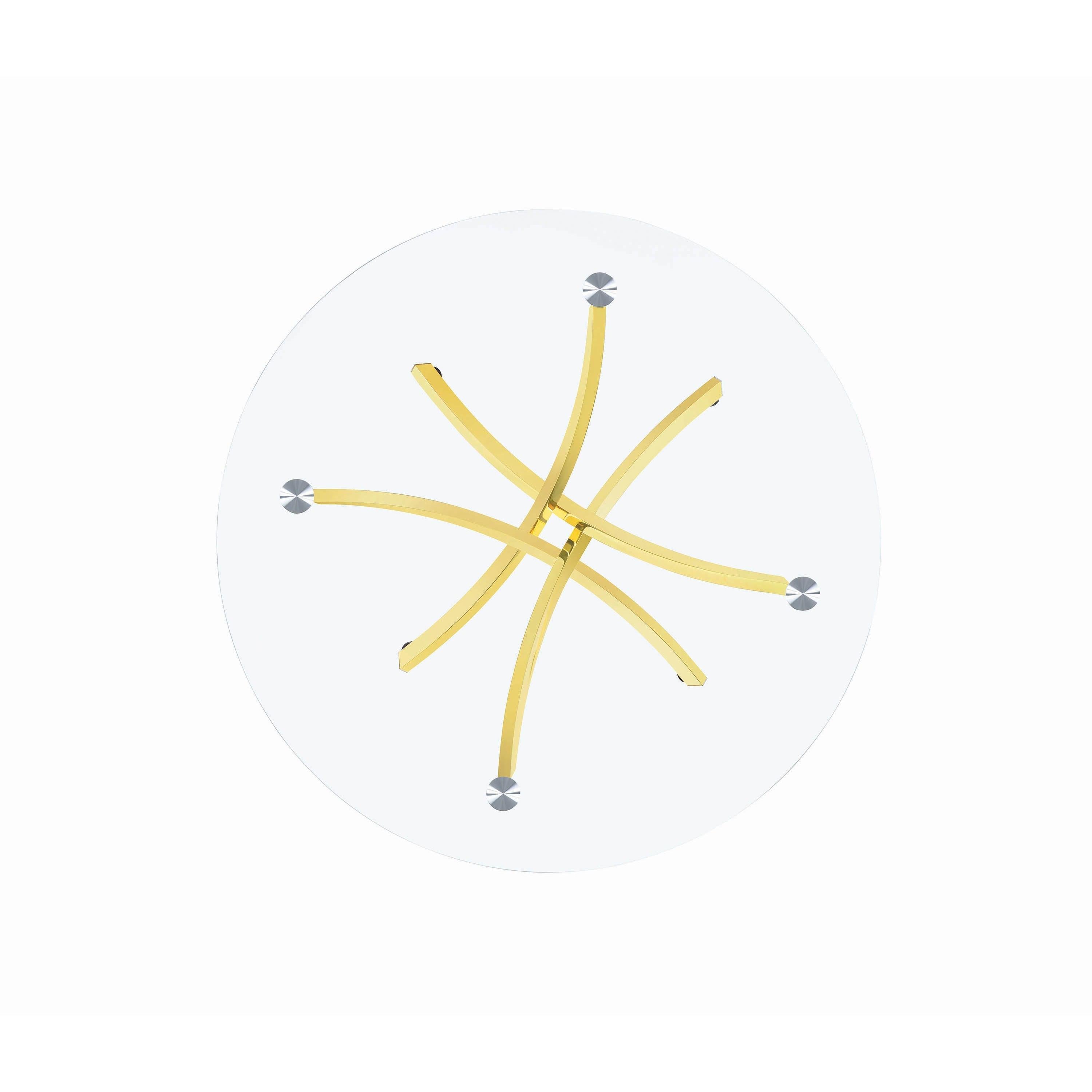  Coaster Furniture Beckham 108441 Round 46-inch Glass Top Dining Table - Brass IMAGE 2