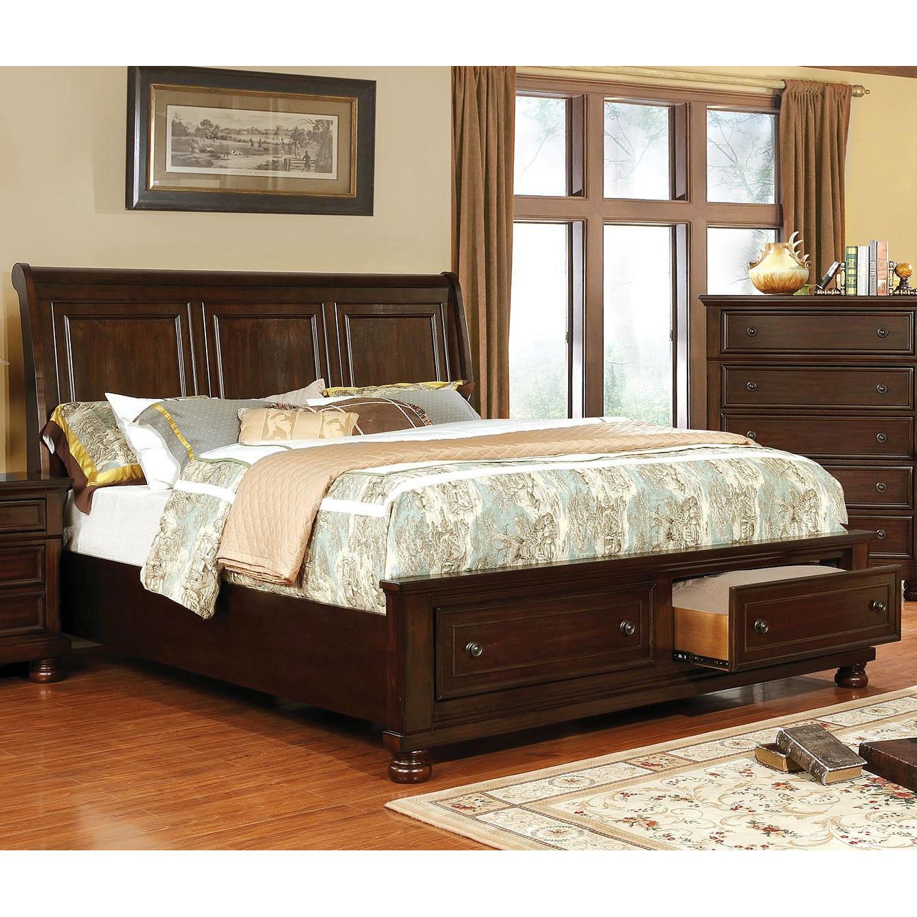  Color_Brown Cherry  Size_Queen  -- Castor CM7590CH-Q Queen Bed IMAGE 2