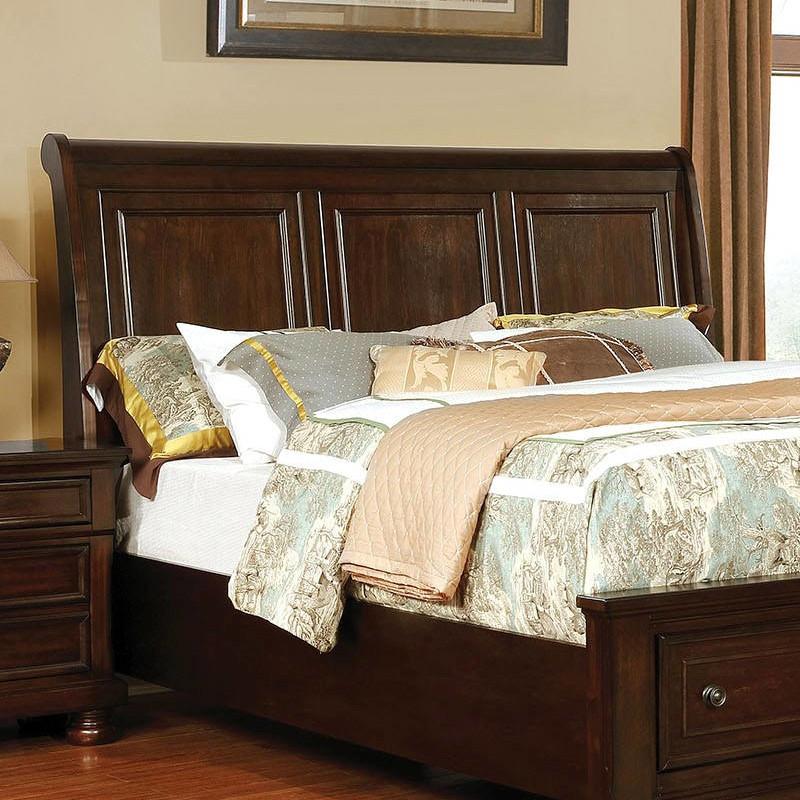  Color_Brown Cherry  Size_Queen  -- Castor CM7590CH-Q Queen Bed IMAGE 3