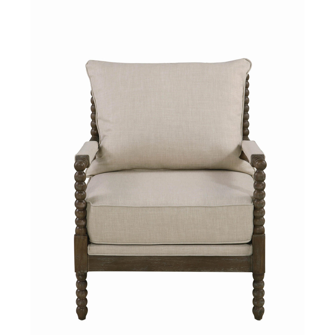 Coaster Furniture Blanchett 905362 Upholstered Bobbin Accent Chair - Beige and Natural IMAGE 1