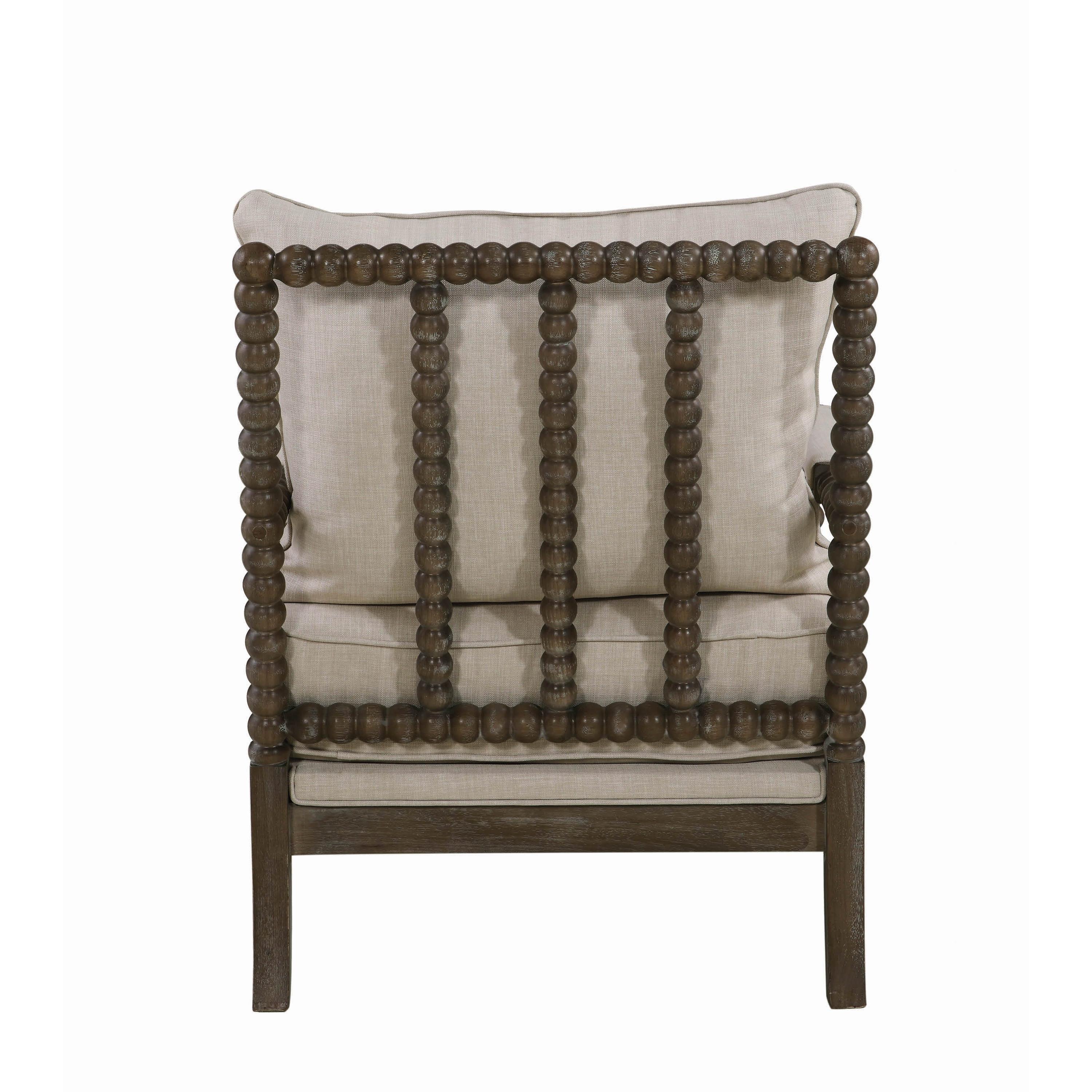  Coaster Furniture Blanchett 905362 Upholstered Bobbin Accent Chair - Beige and Natural IMAGE 4