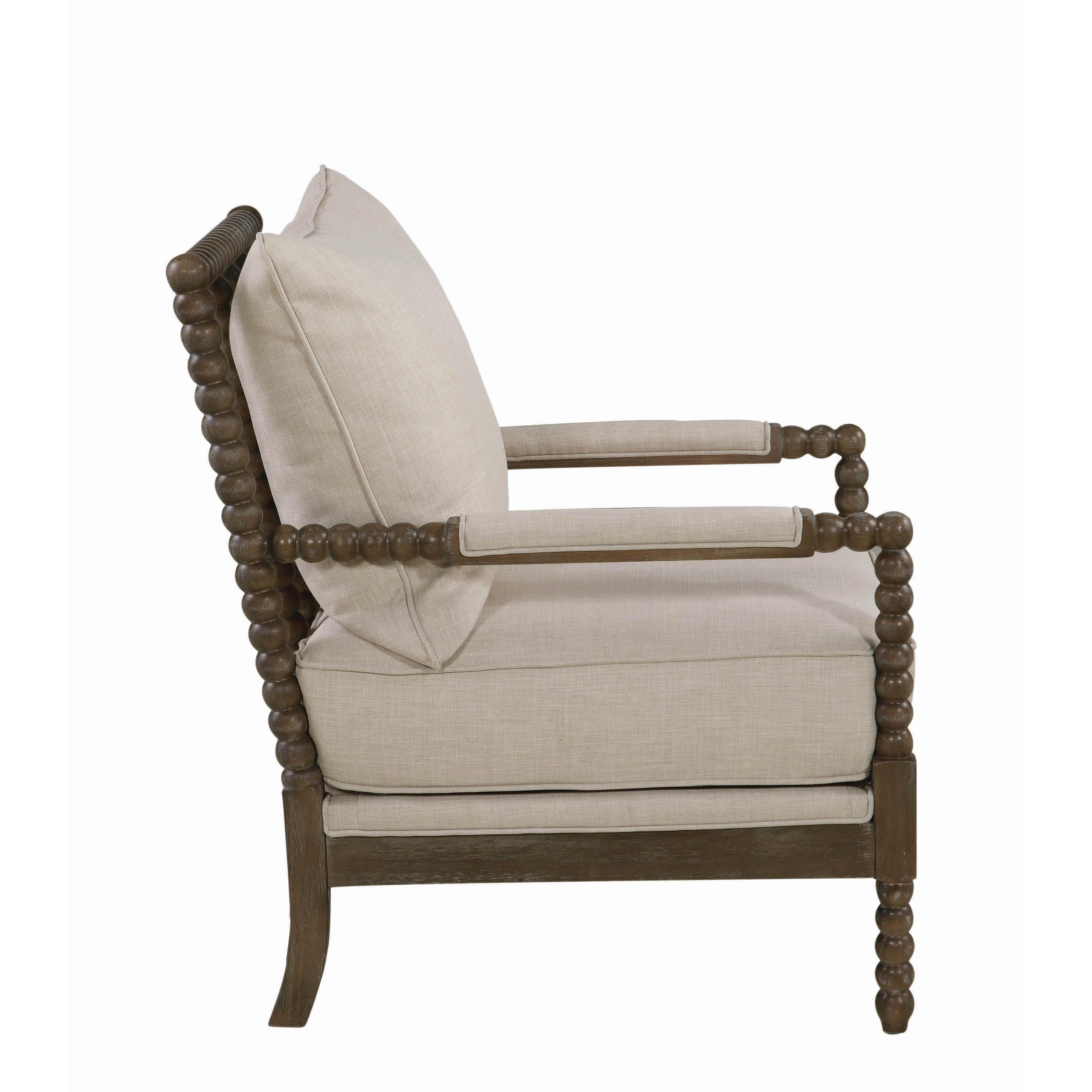  Coaster Furniture Blanchett 905362 Upholstered Bobbin Accent Chair - Beige and Natural IMAGE 5