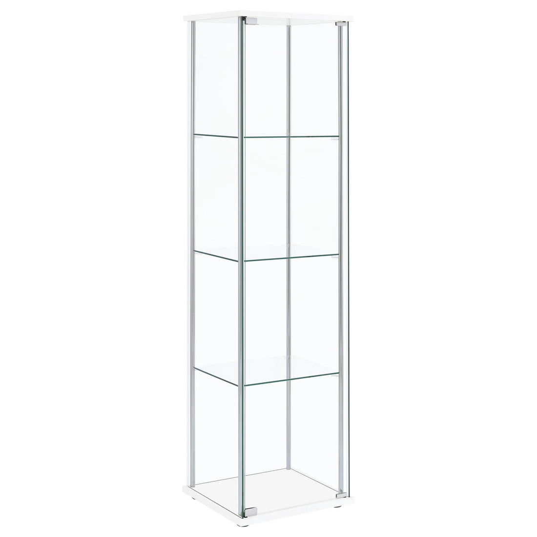 Coaster Furniture Bellatrix 951072 4-shelf Clear Glass Curio Cabinet - White IMAGE 1