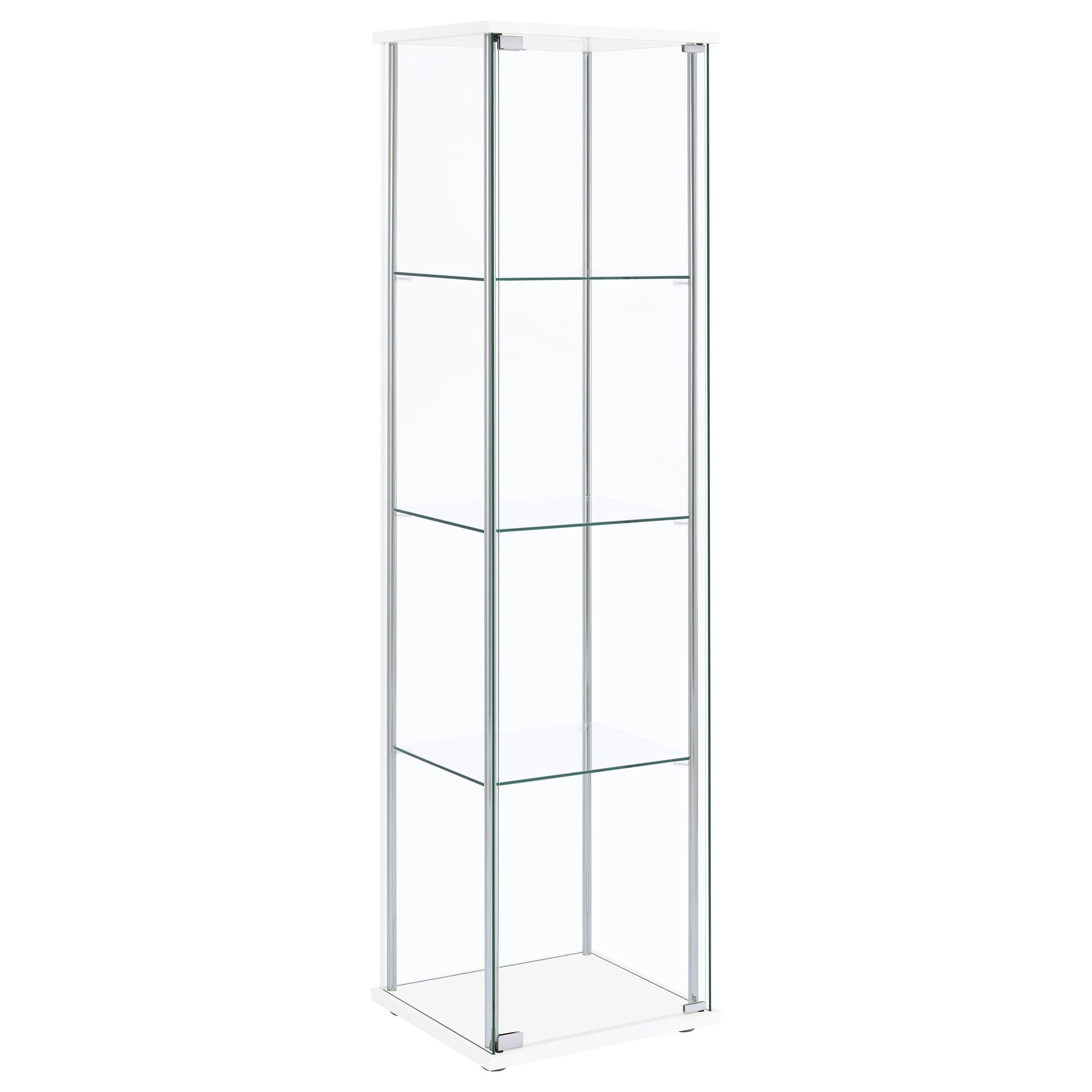  Coaster Furniture Bellatrix 951072 4-shelf Clear Glass Curio Cabinet - White IMAGE 1