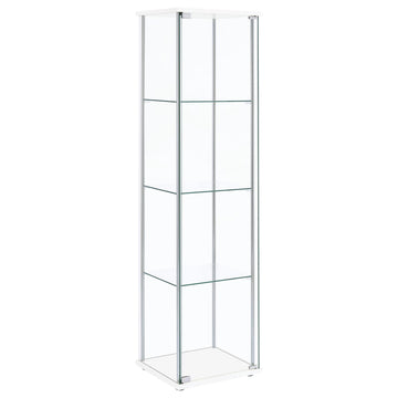  Coaster Furniture Bellatrix 951072 4-shelf Clear Glass Curio Cabinet - White IMAGE 1
