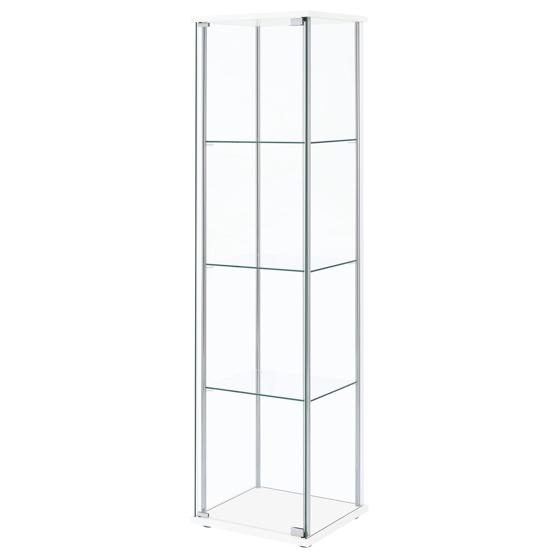  Coaster Furniture Bellatrix 951072 4-shelf Clear Glass Curio Cabinet - White IMAGE 3