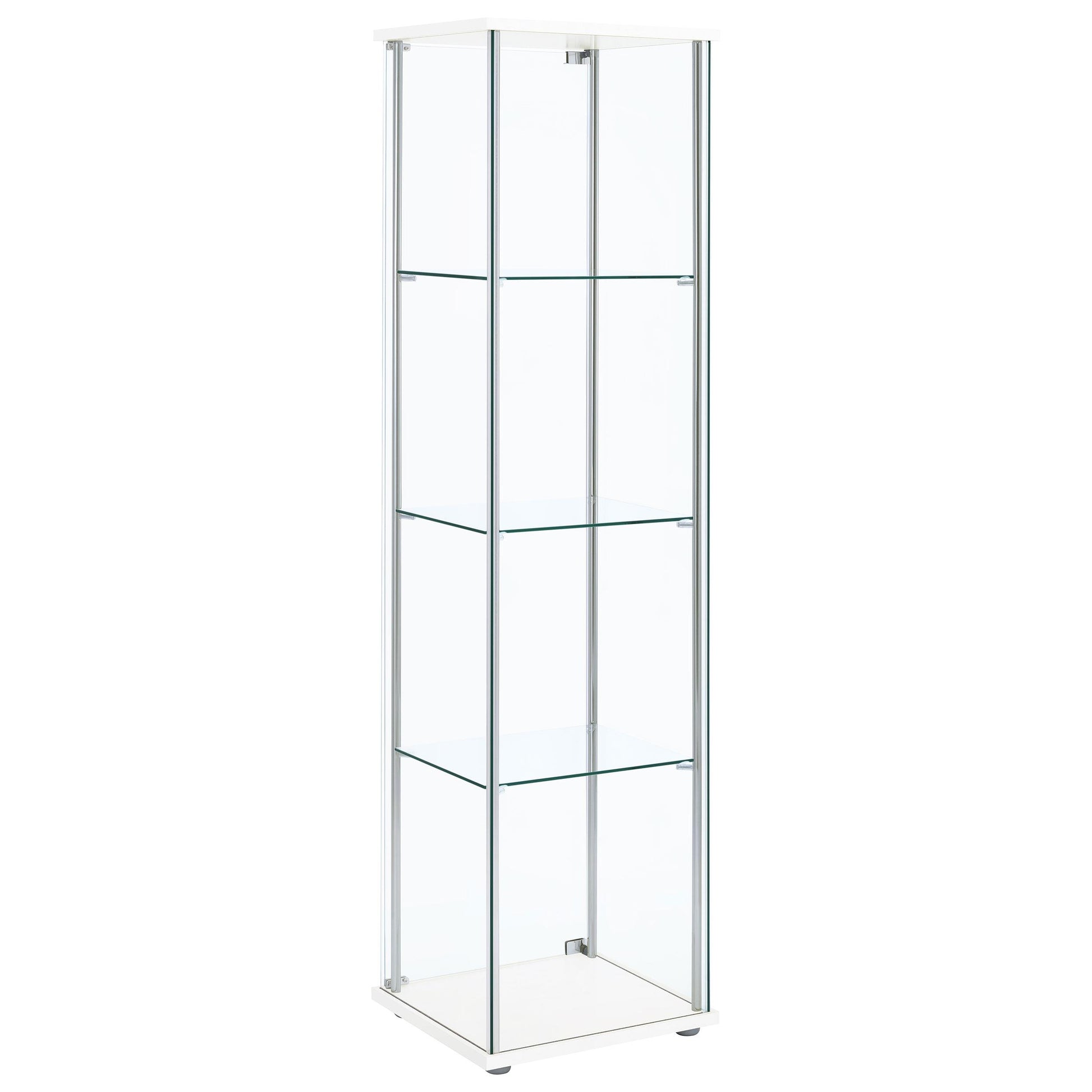  Coaster Furniture Bellatrix 951072 4-shelf Clear Glass Curio Cabinet - White IMAGE 5