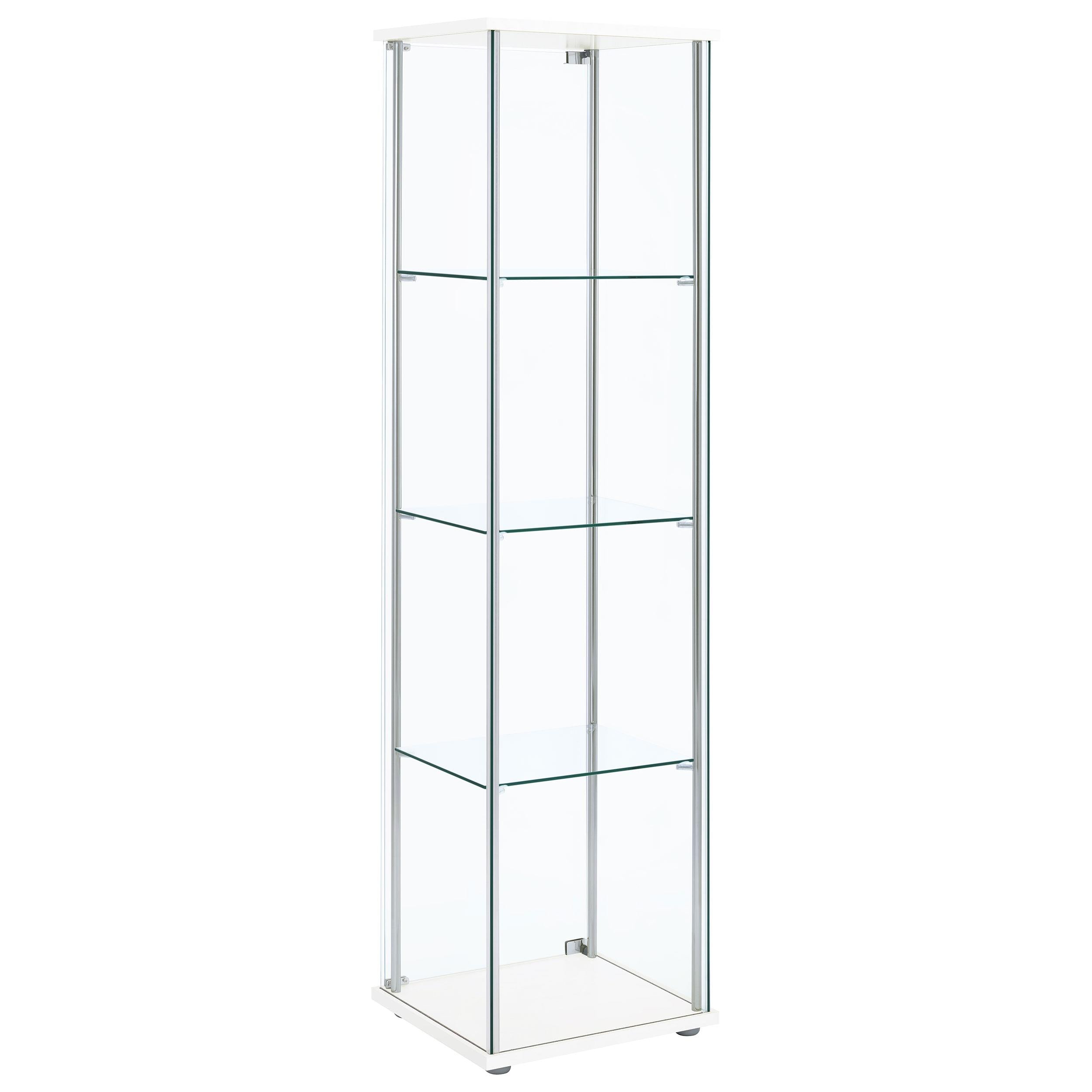  Coaster Furniture Bellatrix 951072 4-shelf Clear Glass Curio Cabinet - White IMAGE 5