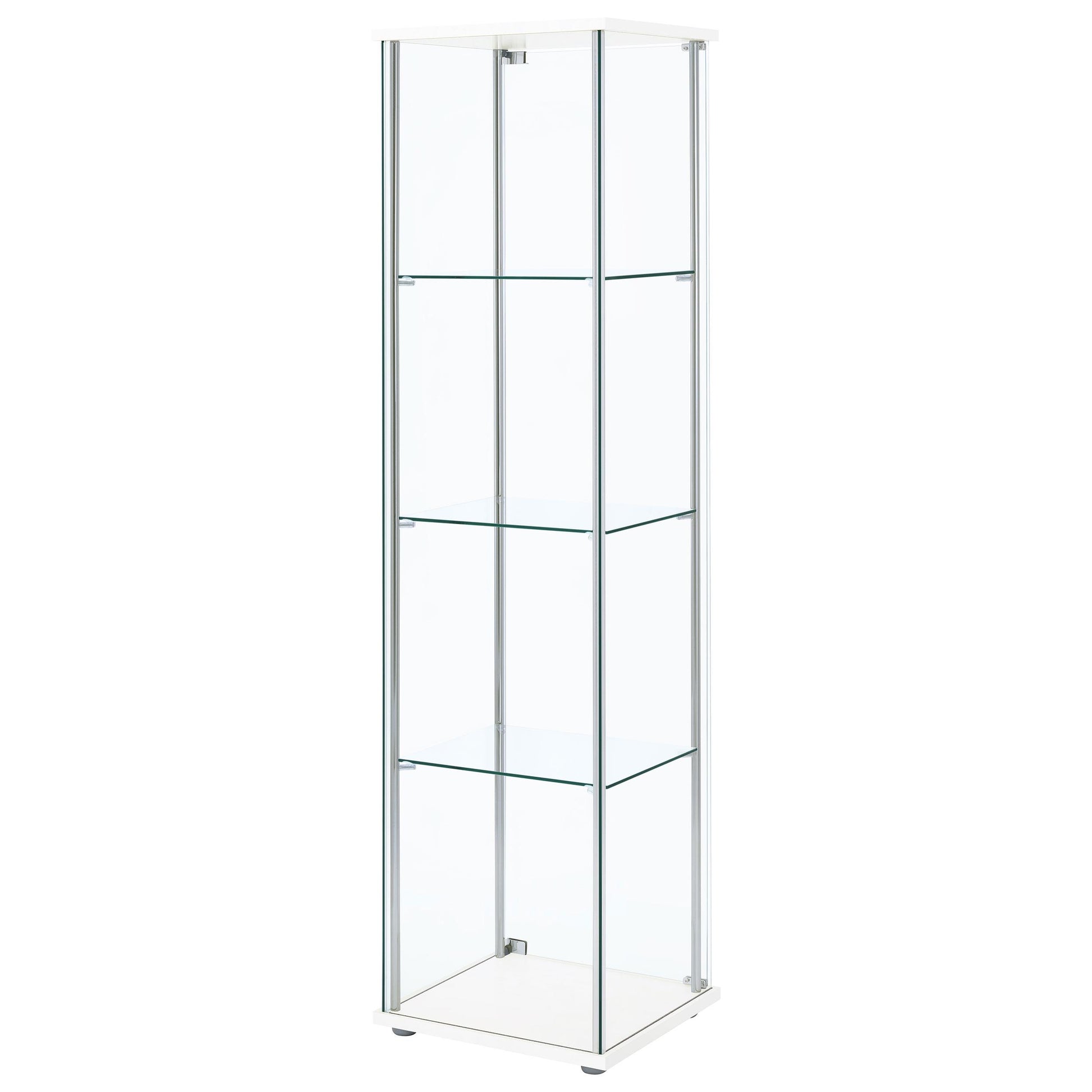  Coaster Furniture Bellatrix 951072 4-shelf Clear Glass Curio Cabinet - White IMAGE 7
