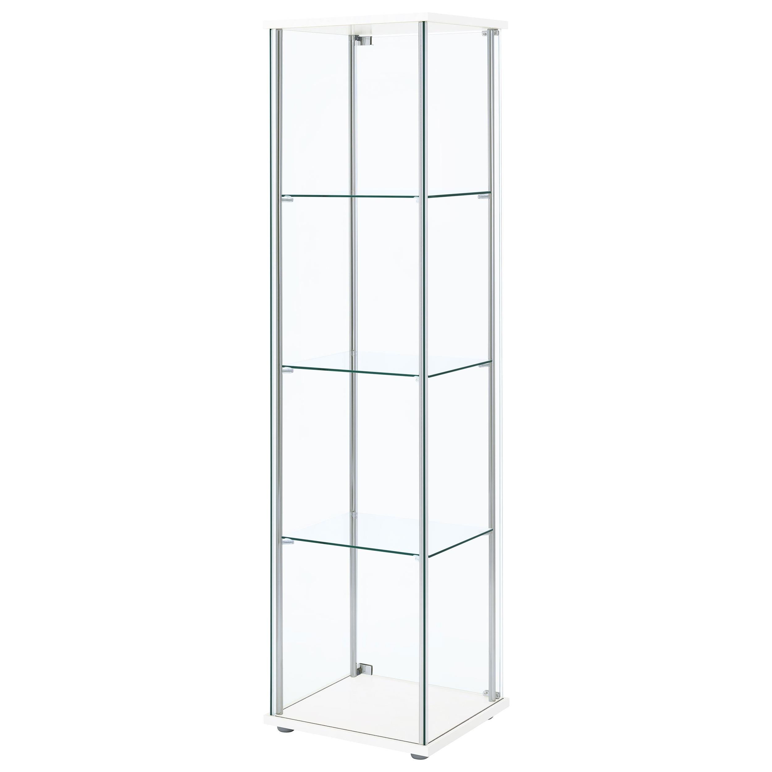  Coaster Furniture Bellatrix 951072 4-shelf Clear Glass Curio Cabinet - White IMAGE 7