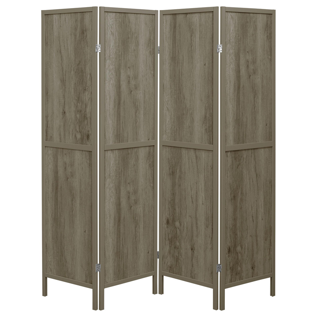  Coaster Furniture Deepika 961415 4-Panel Room Divider Folding Screen - Grey Driftwood IMAGE 1