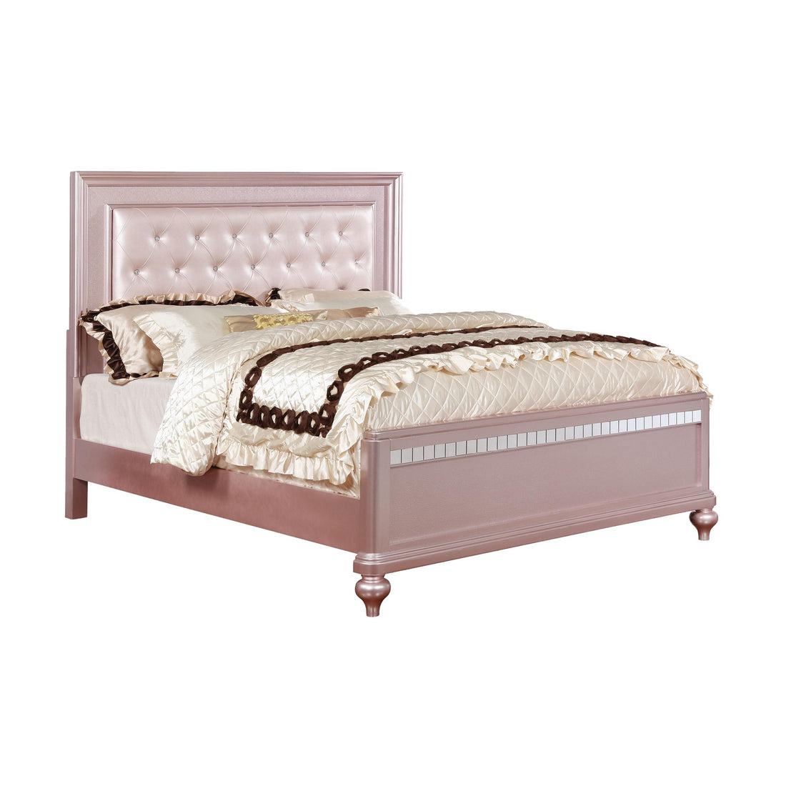 Color_Rose Gold  Size_Queen  -- Avior Upholstered Panel Bed IMAGE 1