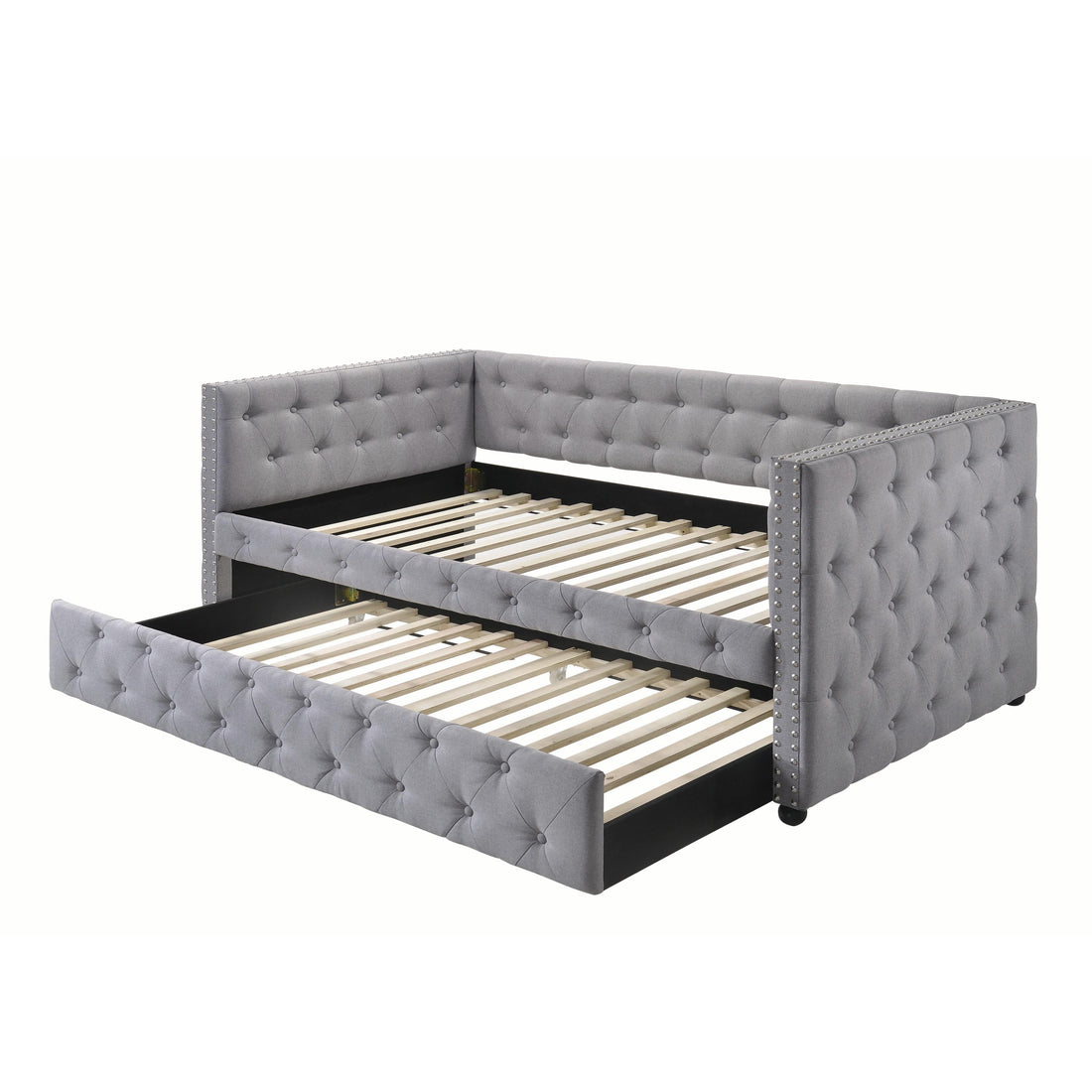  Coaster Furniture Mockern 302161 Upholstered Twin Daybed with Trundle - Grey IMAGE 1