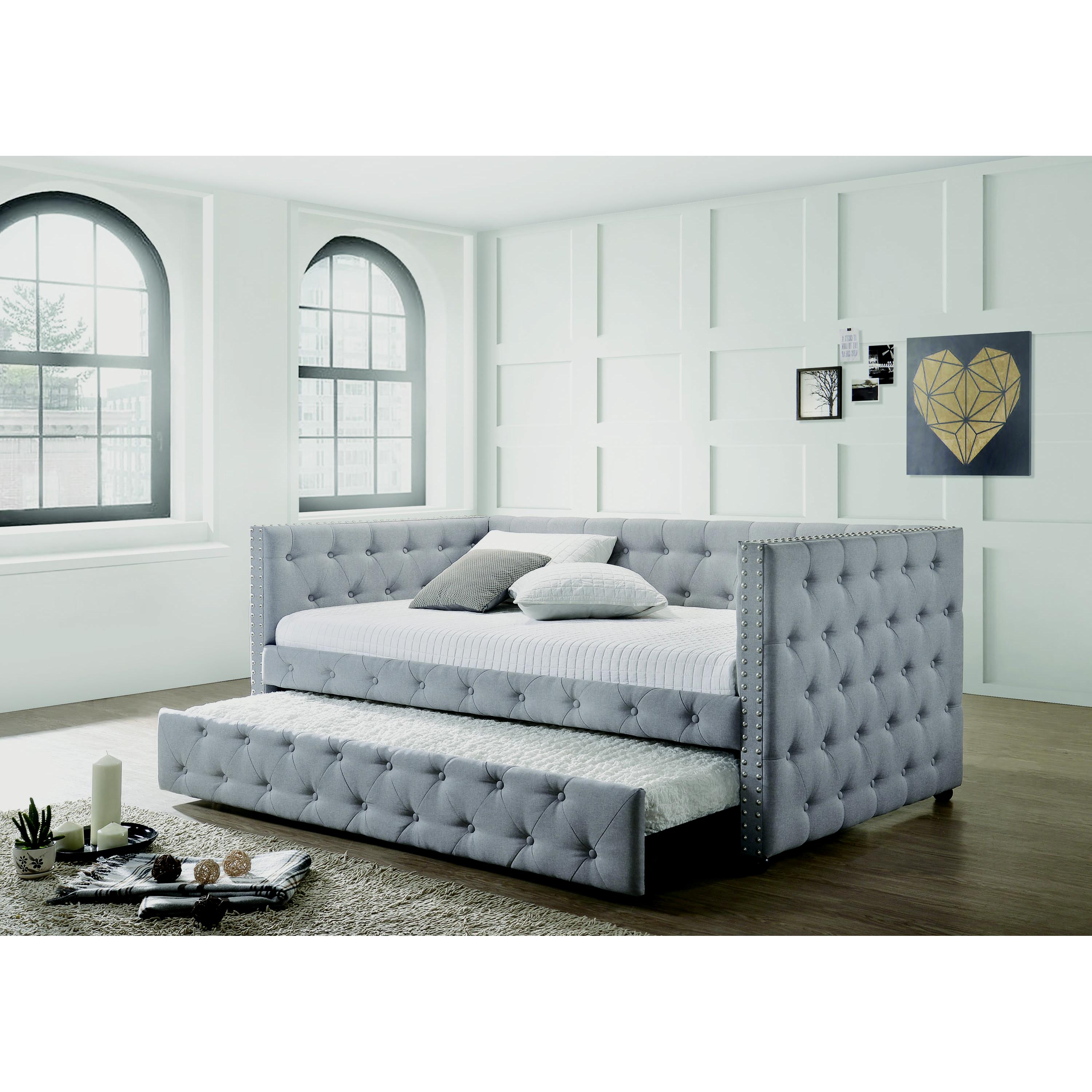  Coaster Furniture Mockern 302161 Upholstered Twin Daybed with Trundle - Grey IMAGE 5