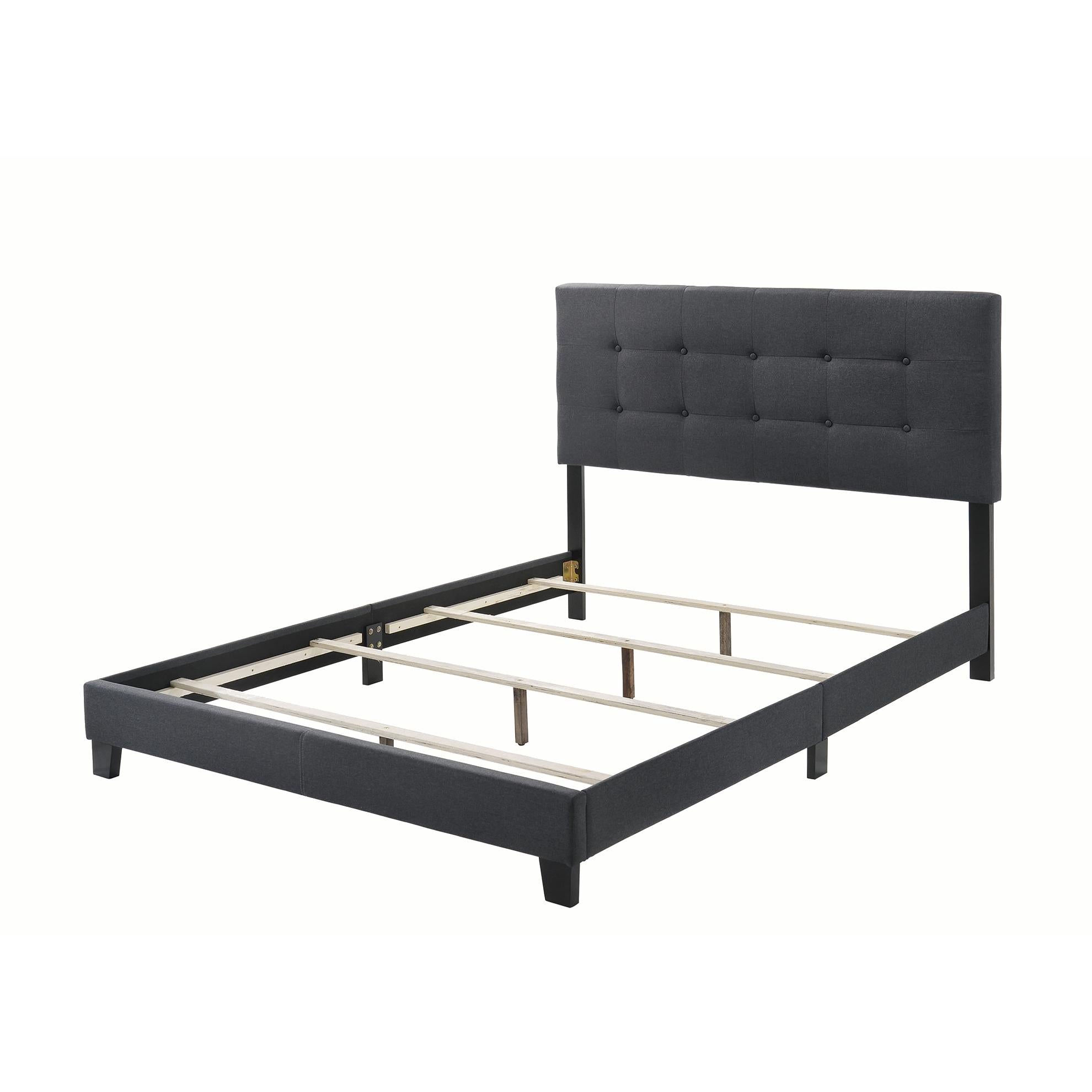  Size_Queen  -- Mapes 305746Q Upholstered Queen Panel Bed - Charcoal IMAGE 2